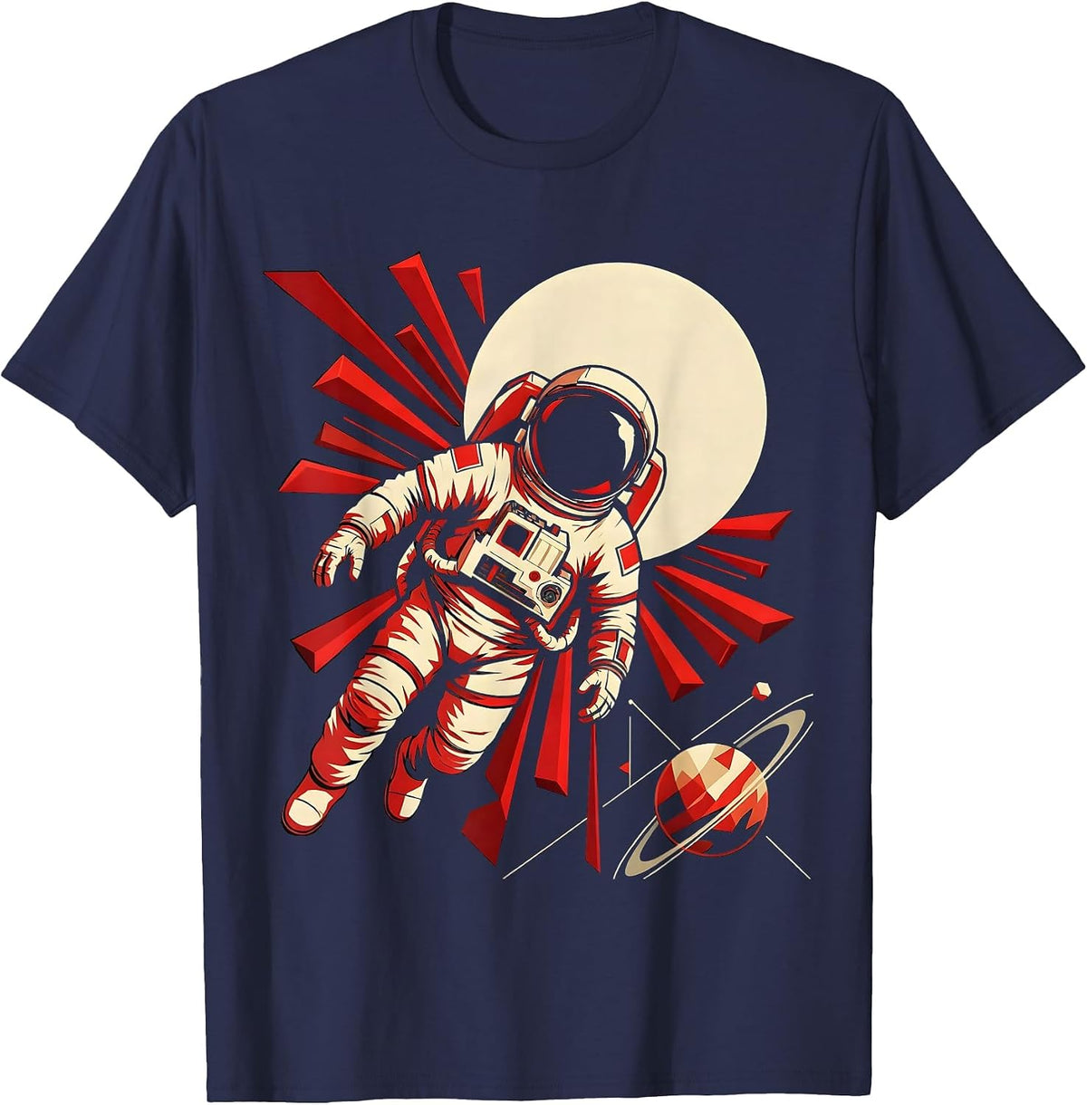 Astronaut Floating in Deep Space Illustration T-Shirt - Navy Blue