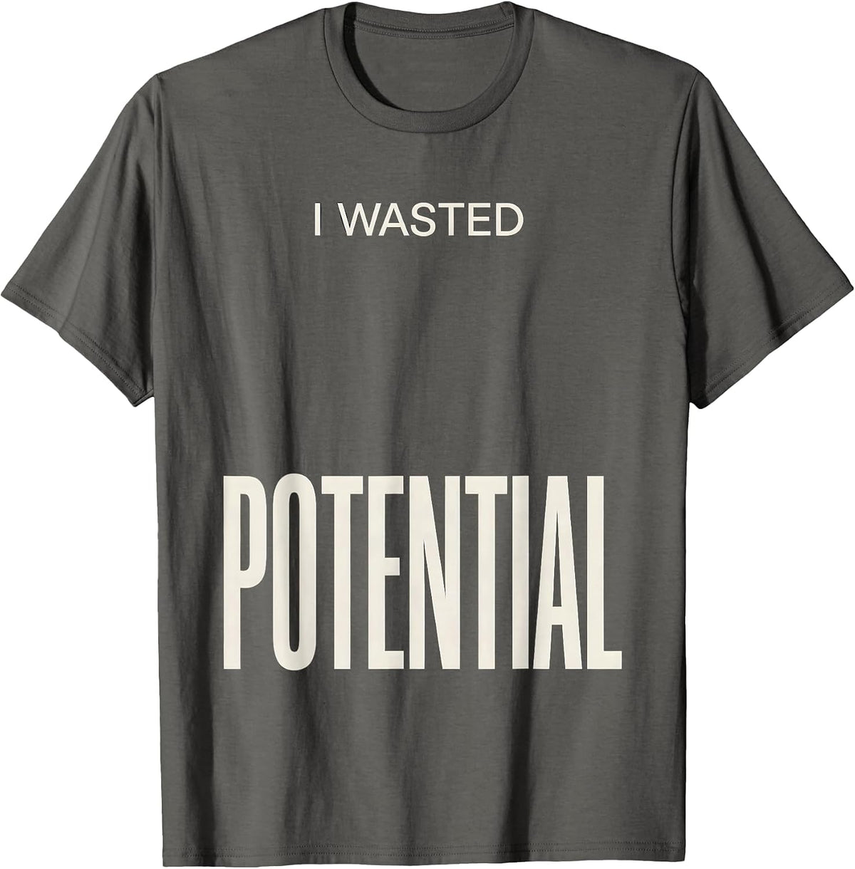 I Wasted Potential Funny Physics Pun Humor T-Shirt - Asphalt Grey