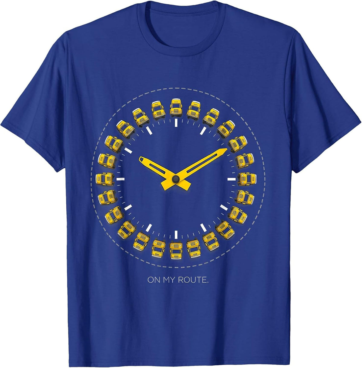 Men's School Bus Driver Geometric Clock Humor T-Shirt - Royal Blue