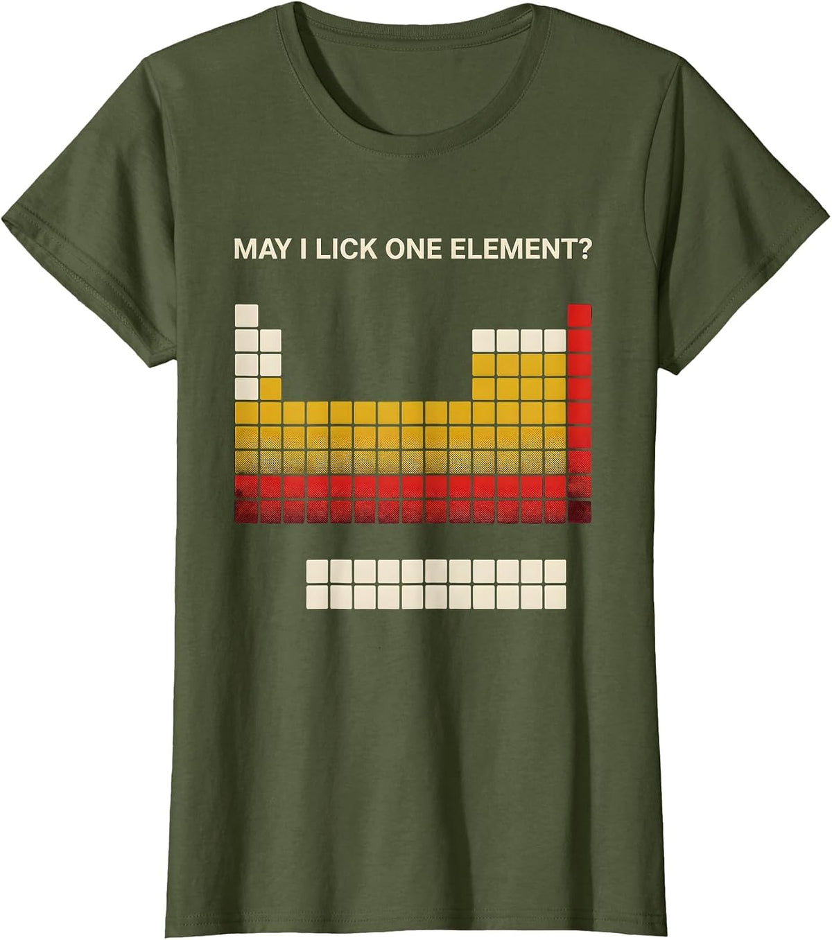 Women's May I Lick One Element Funny Periodic Table Science Teacher T-Shirt - Olive Green