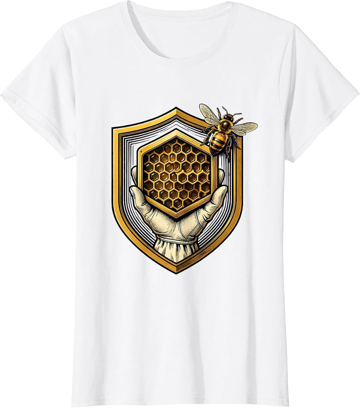 Sealed Shield Beekeeper Honey Frame Emblem T-Shirt - White
