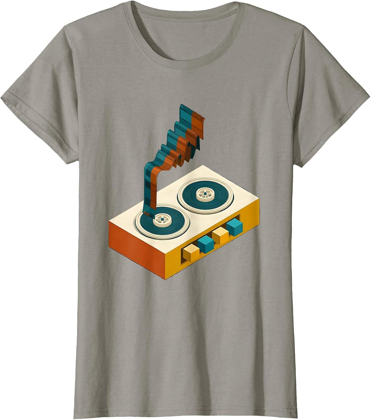 Women's Cassette Sampler Retro Hip Hop Nostalgia Streetwear T-Shirt - Slate Grey