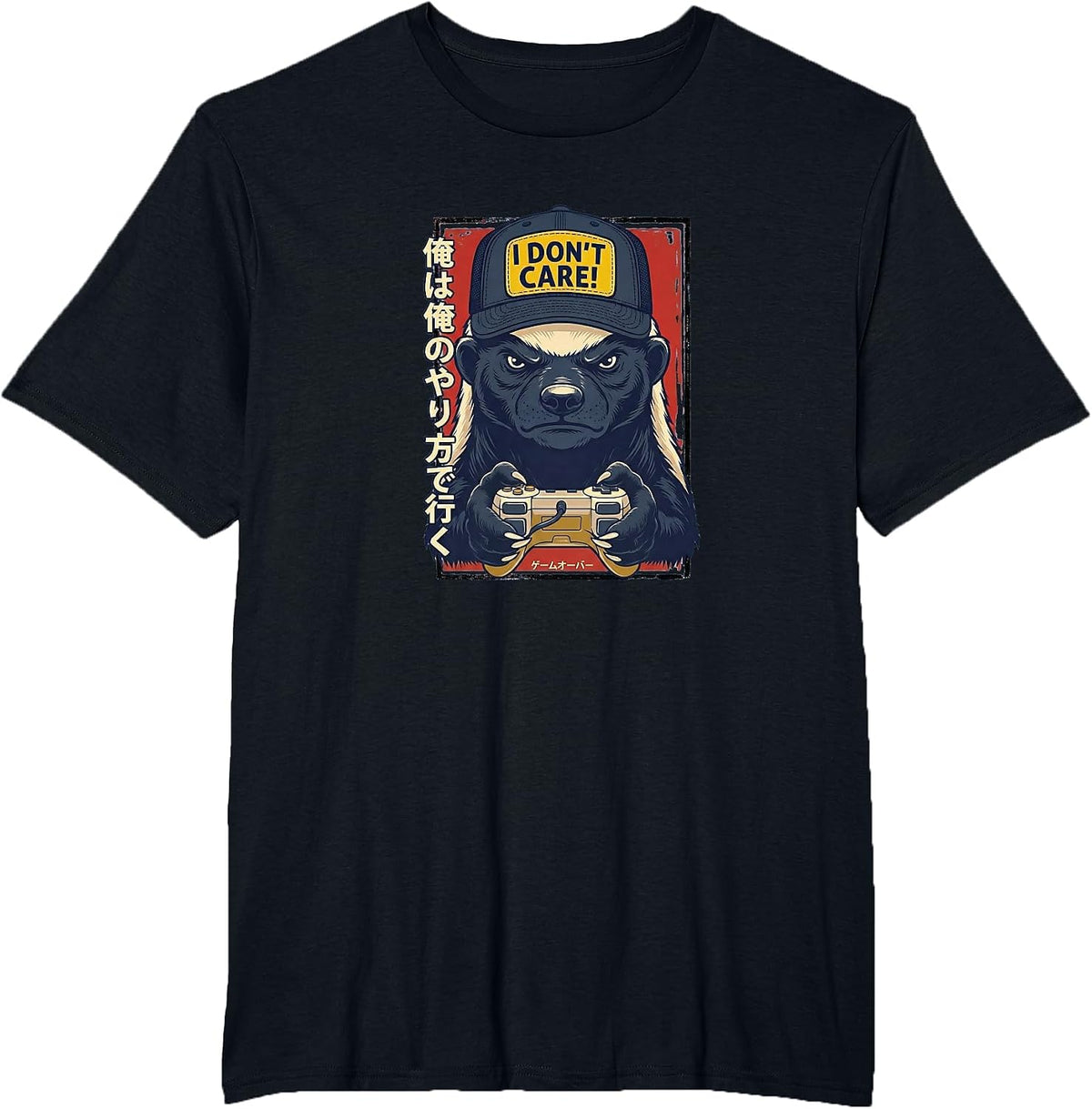 I Don’t Care - Honey Badger Gamer Design T-Shirt - Black