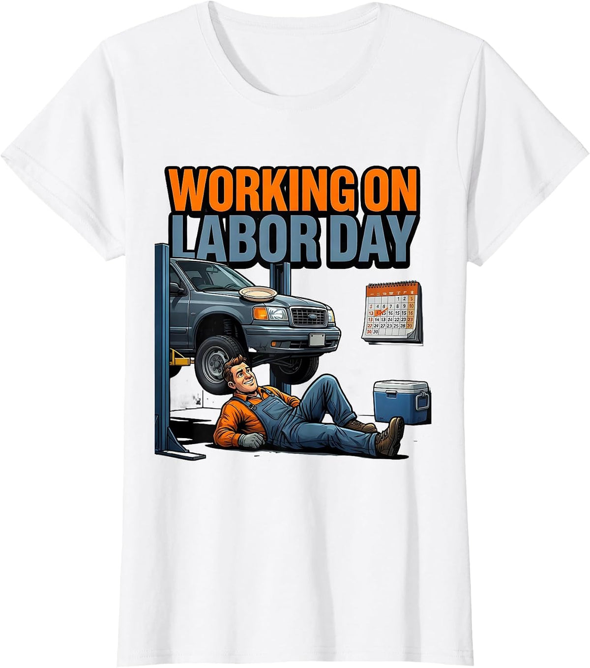 Women's Working On Labor Day Funny Mechanic Labor Day Gift T-Shirt - White