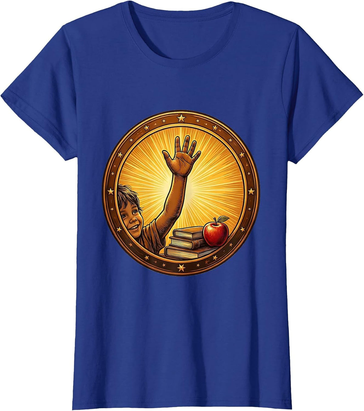 Women's 4th Grade Teacher Raised Hand Classroom Art T-Shirt - Royal Blue