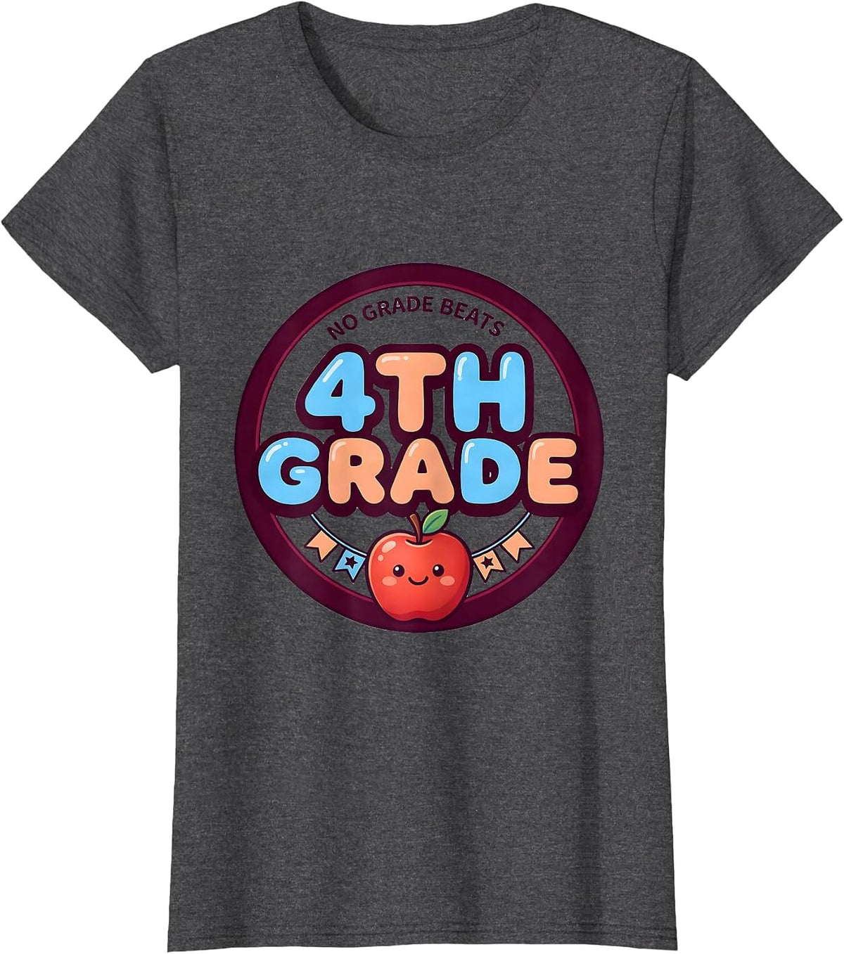 Women's No Grade Beats 4th Grade Cute Kawaii Teacher Back To School T-Shirt - Dark Heather Grey
