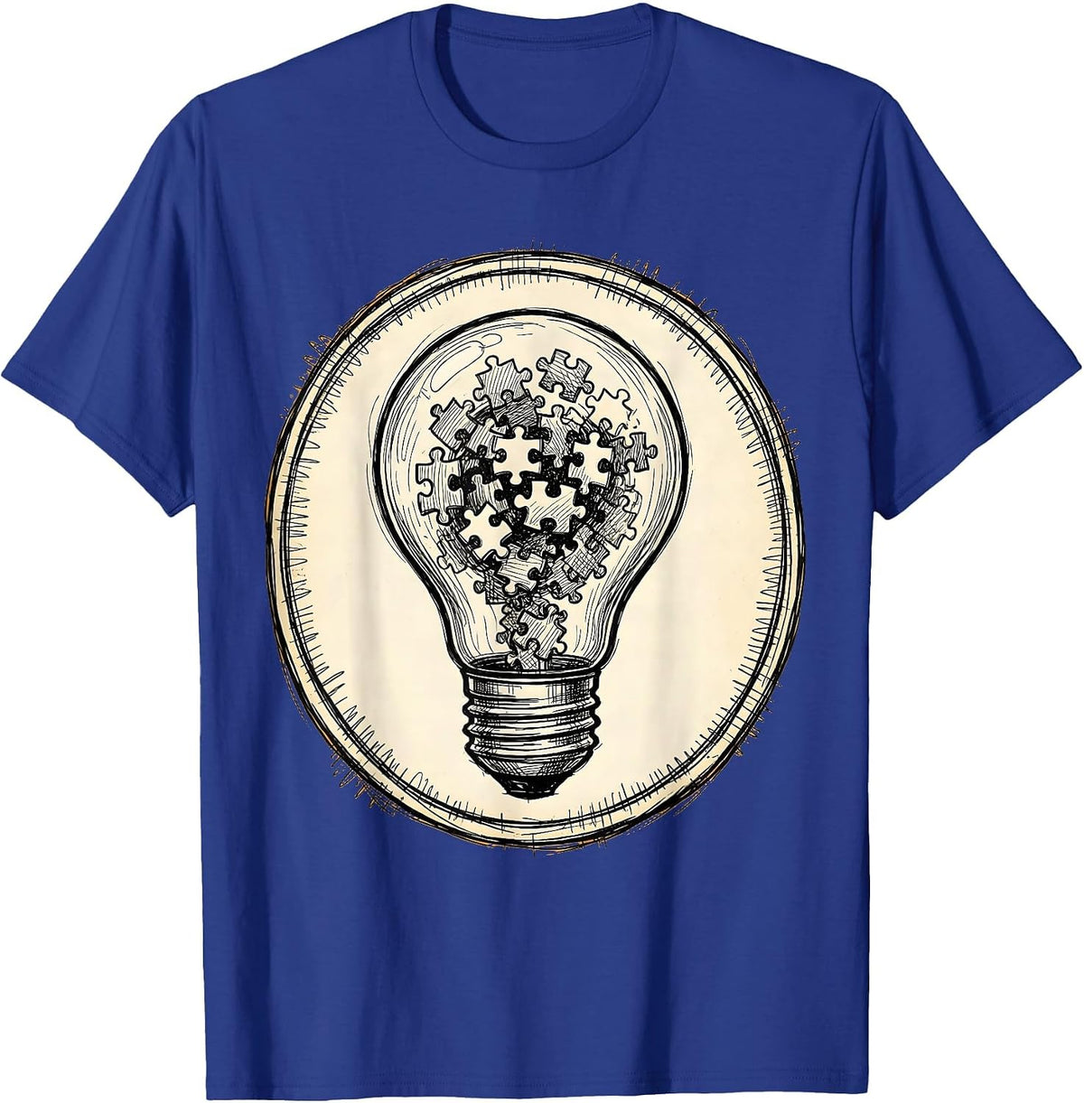 Dyslexia Awareness Lightbulb Puzzle Pieces Design T-Shirt - Royal Blue