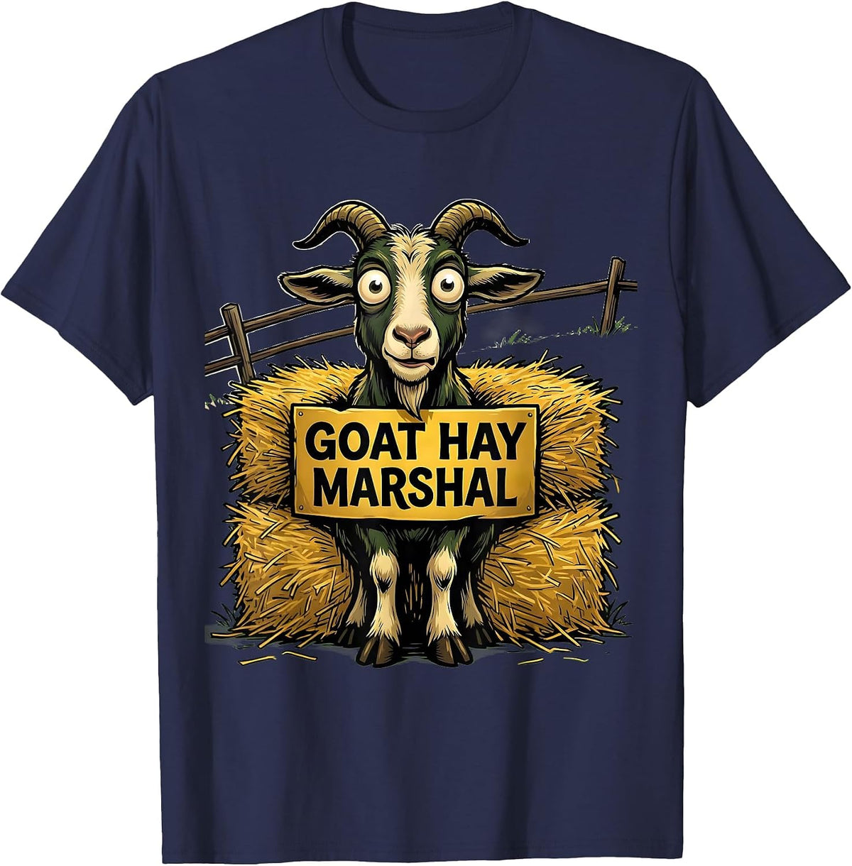 Men's Goat Hay Marshal Funny Goat Farmer Owner Humor T-Shirt - Navy Blue