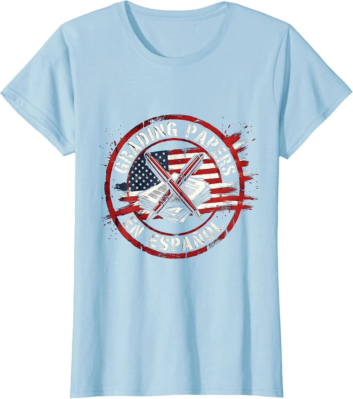 Grading Papers En Espanol Spanish Teacher Design T-Shirt - Baby Blue