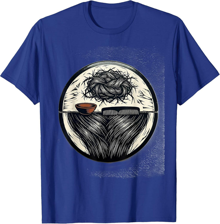 Sealed Hair Badge Linocut Hairdresser Barber Gift T-Shirt - Royal Blue