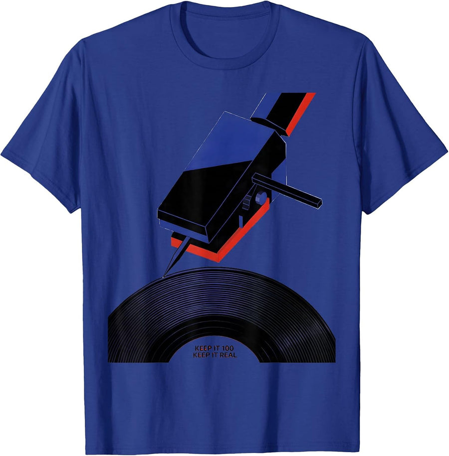 Keep It 100 Keep It Real Bauhaus Hip Hop DJ Nostalgia T-Shirt - Royal Blue