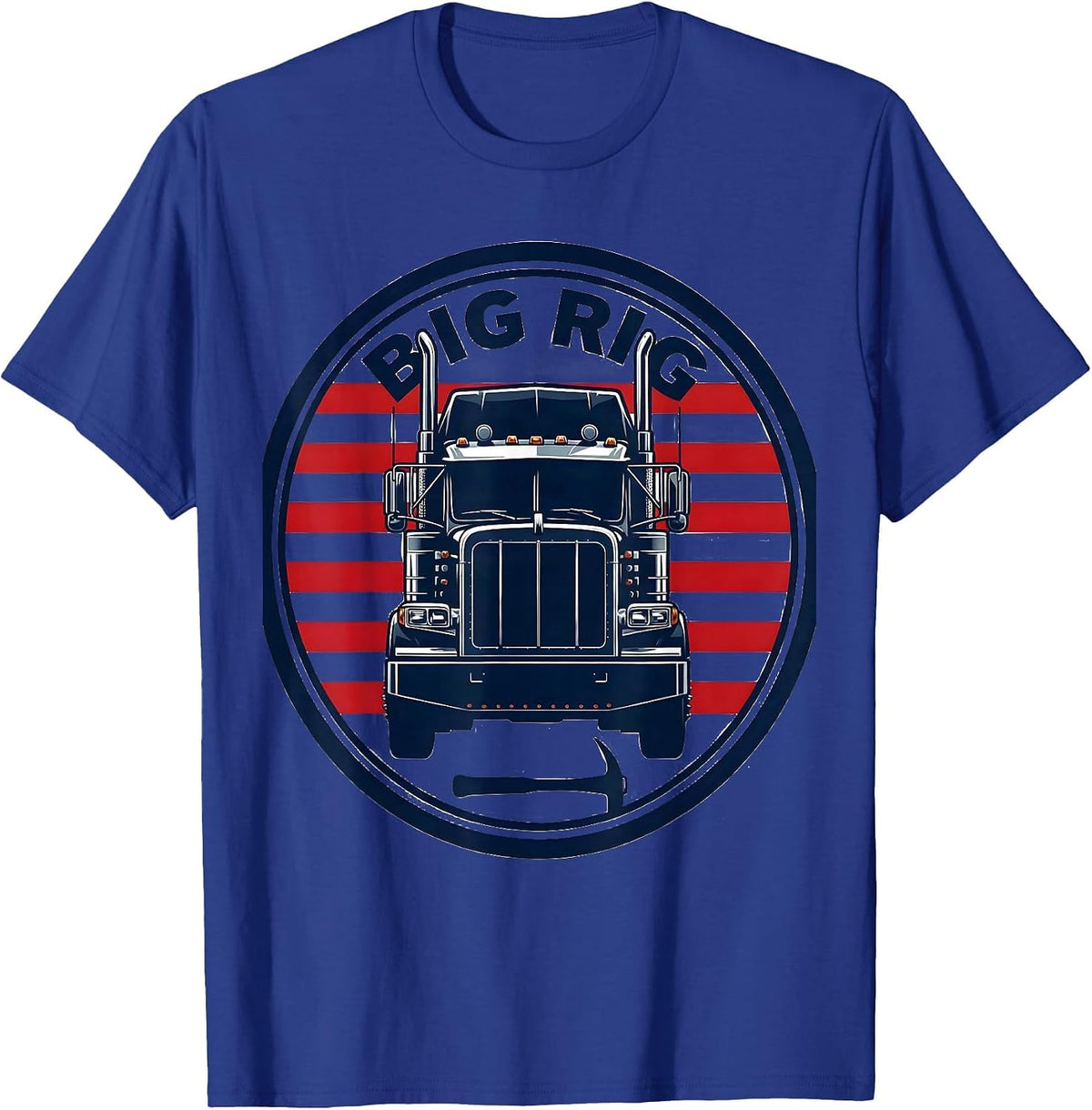 Men's BIG RIG Patriotic Semi Truck Driver American Flag Pride T-Shirt - Royal Blue