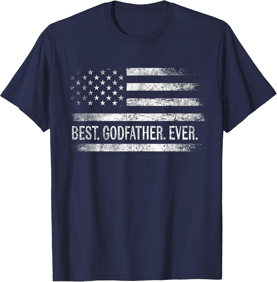 Best Godfather Ever American Flag Gifts Godfather Father Day T-Shirt - Navy Blue