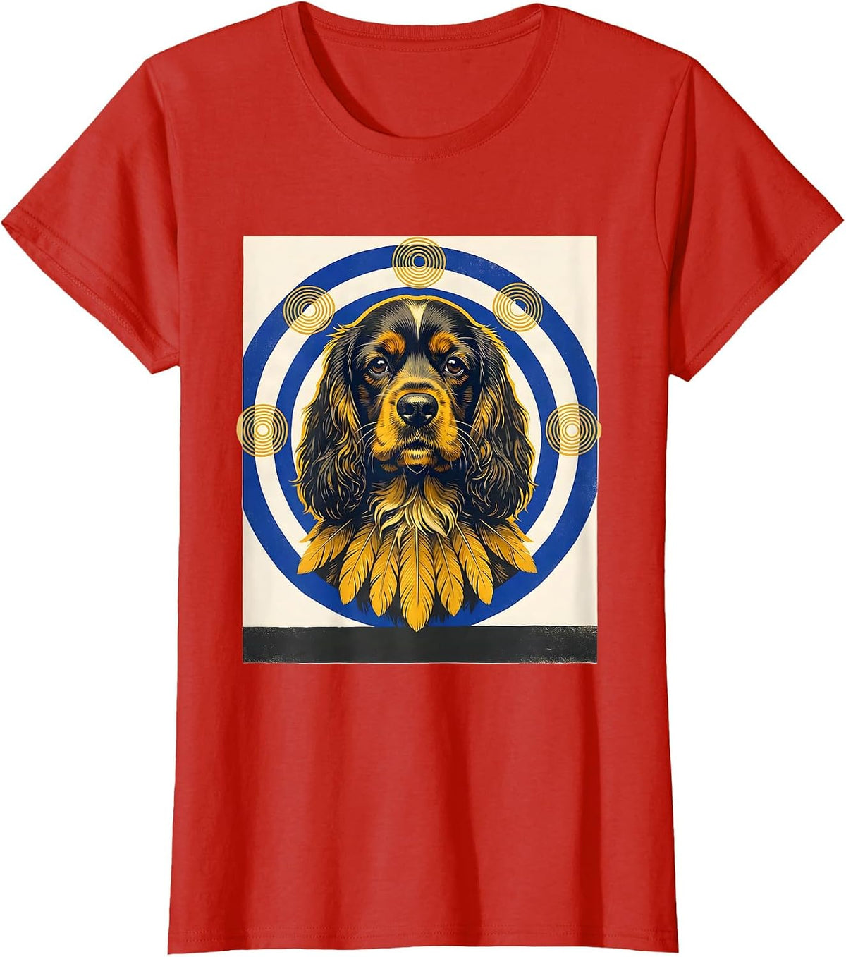 Cocker Spaniel Van Gogh Style Starry Night Portrait T-Shirt - Red