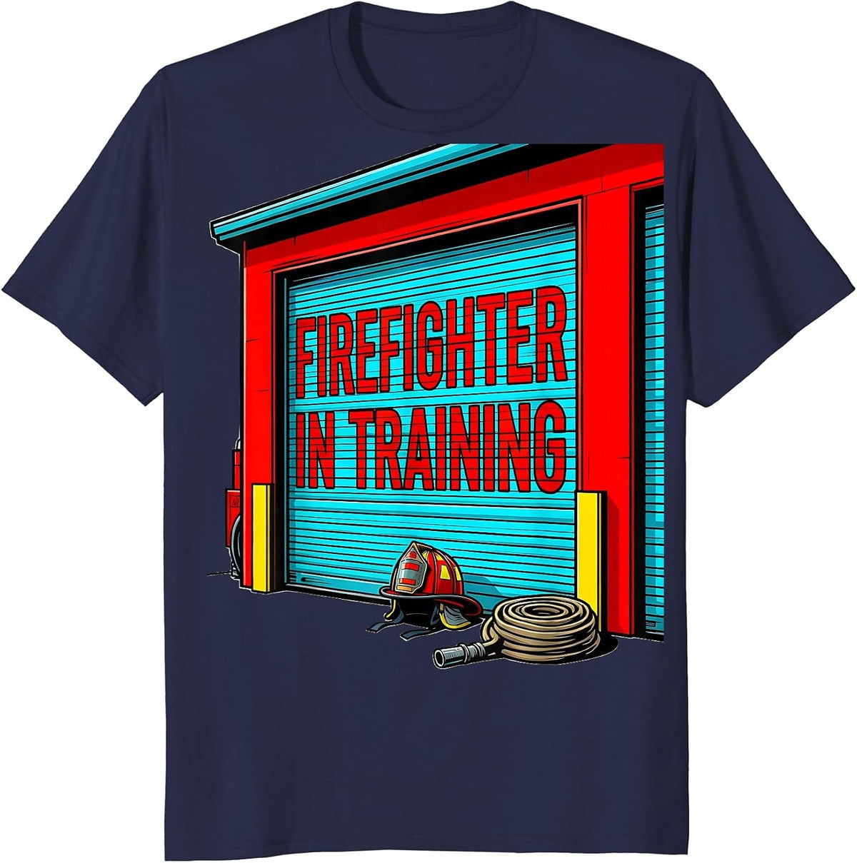 Firefighter In Training Pop Art Toddler Boy Birthday Gift T-Shirt - Navy Blue