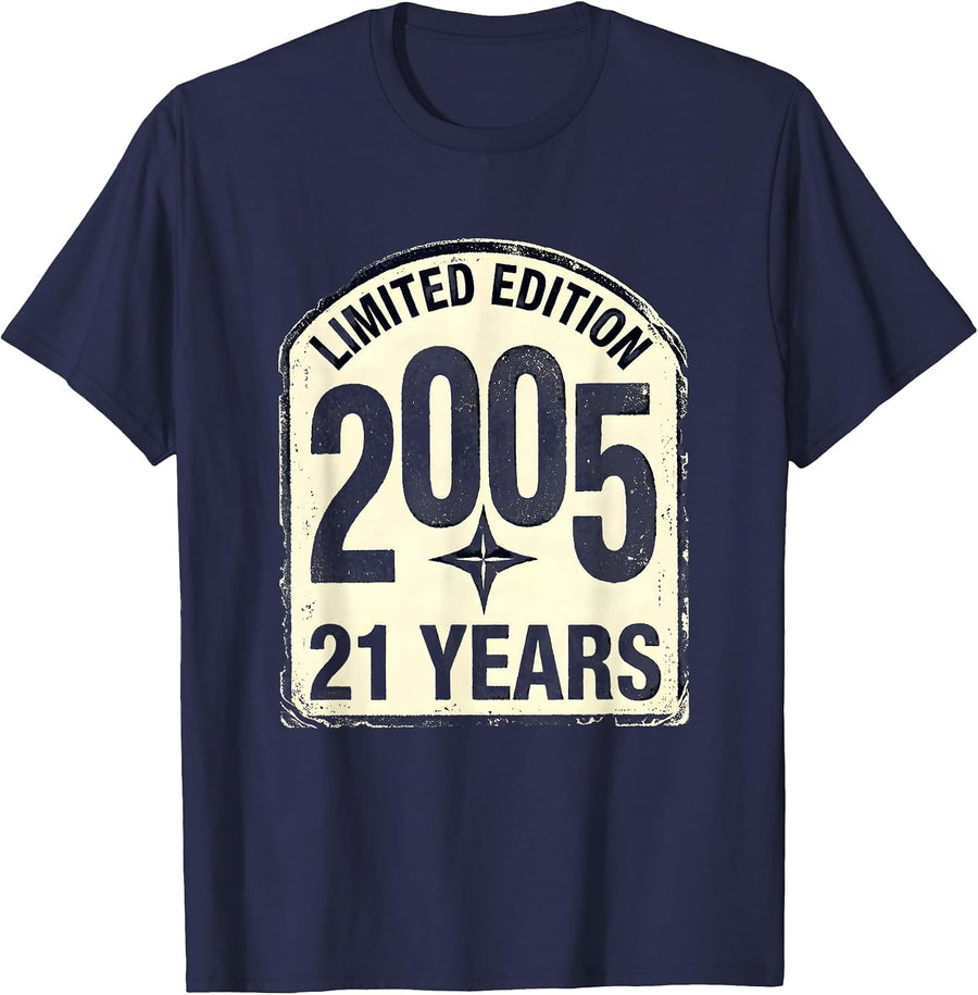 Limited Edition 2005 · 21 Years Vintage 21st Birthday Gift T-Shirt - Navy Blue