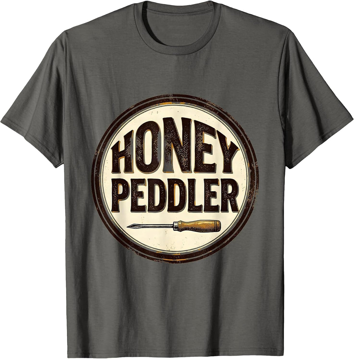 Honey Peddler Vintage Beekeeper Hobbyist Bee Pride T-Shirt - Asphalt Grey
