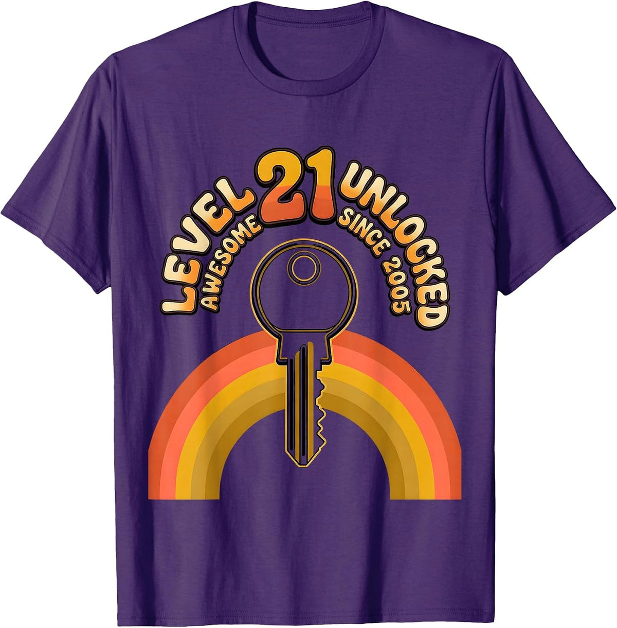 Level 21 Unlocked Awesome Since 2005 Retro Vintage Gamer T-Shirt - Purple