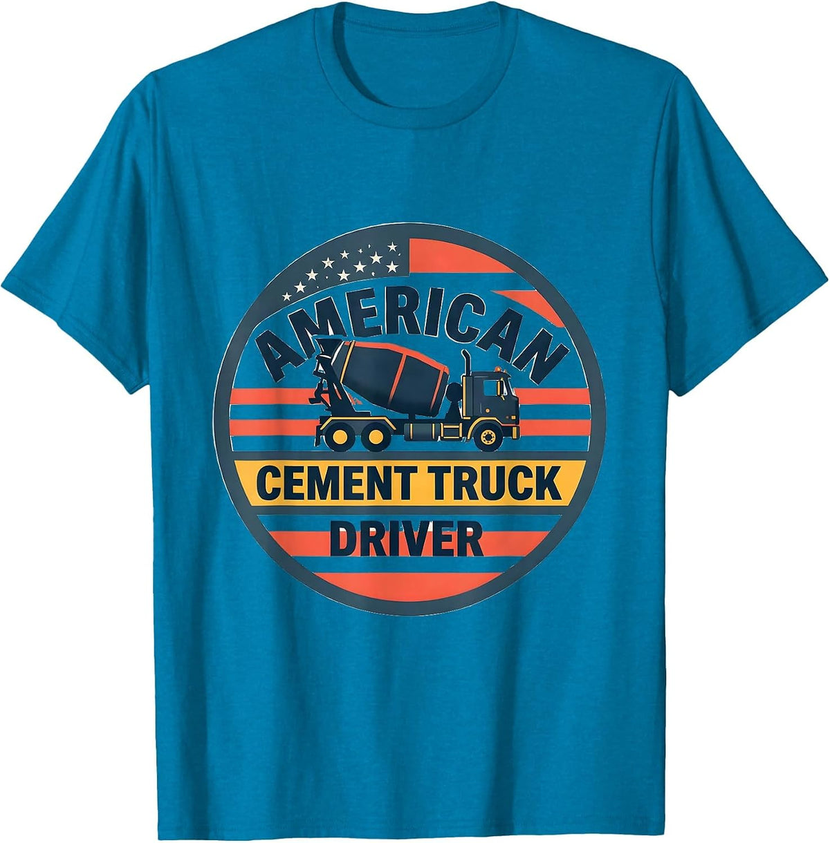 American Cement Truck Driver Patriotic Flag Semi Trucker T-Shirt - Sapphire Blue