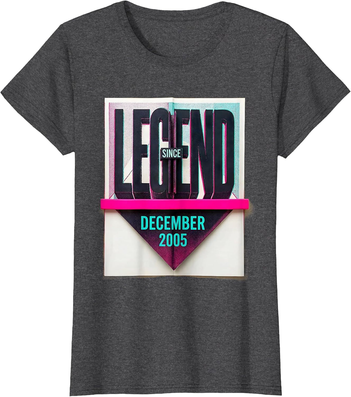 Women's Legend Since December 2005 Vintage Birthday Gift Keepsake T-Shirt - Dark Heather Grey