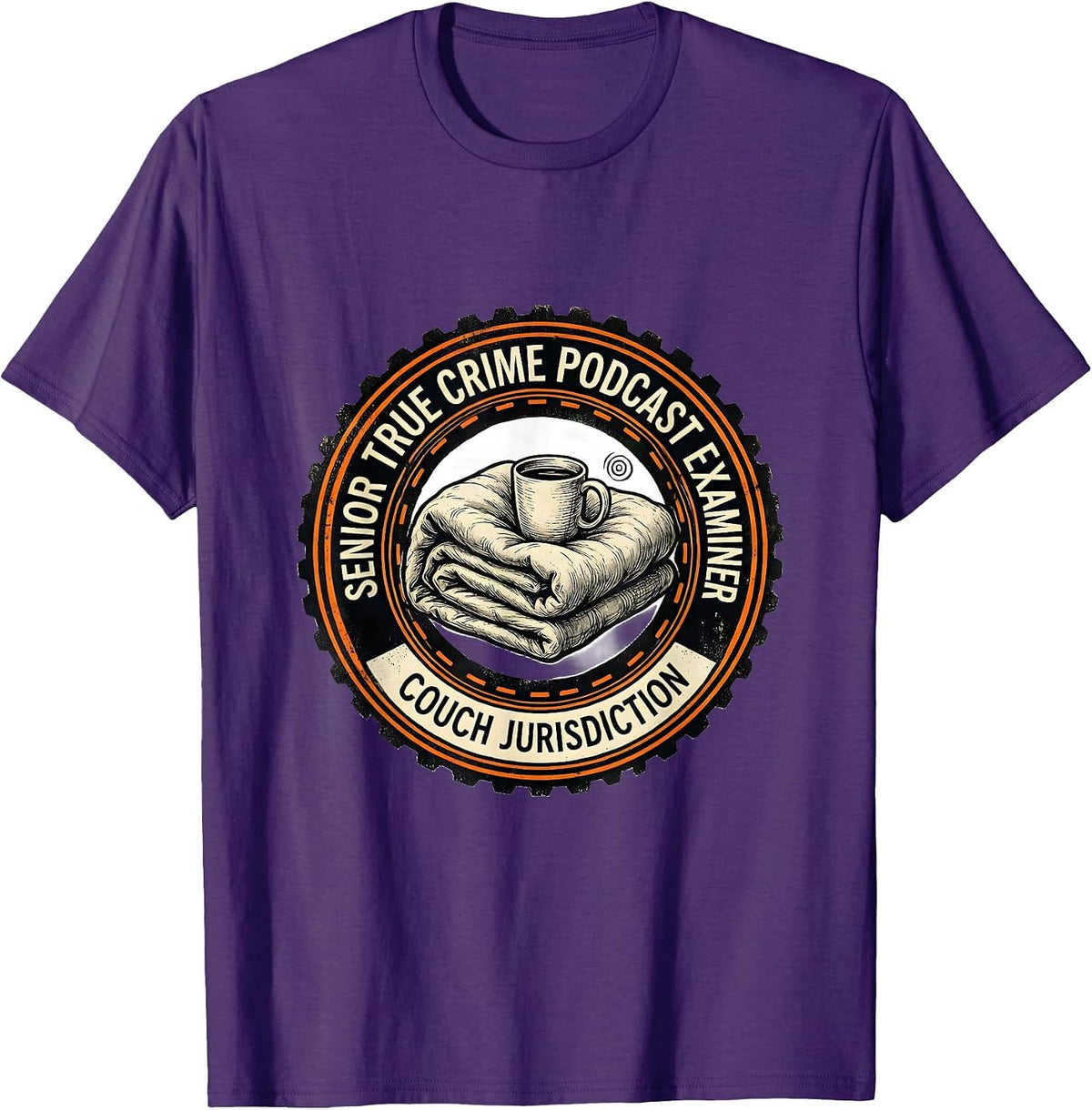 Senior True Crime Podcast Examiner, Couch Jurisdiction T-Shirt - Purple