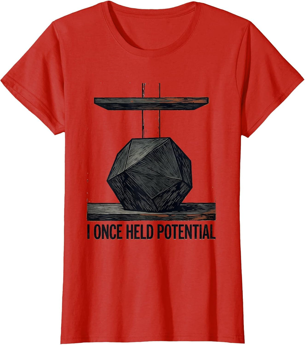 Women's I Once Held Potential Funny Physics Pun Humor T-Shirt - Red