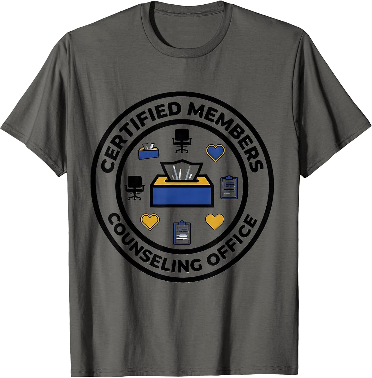 Men's Certified Members Counseling Office Geometric School T-Shirt - Asphalt Grey