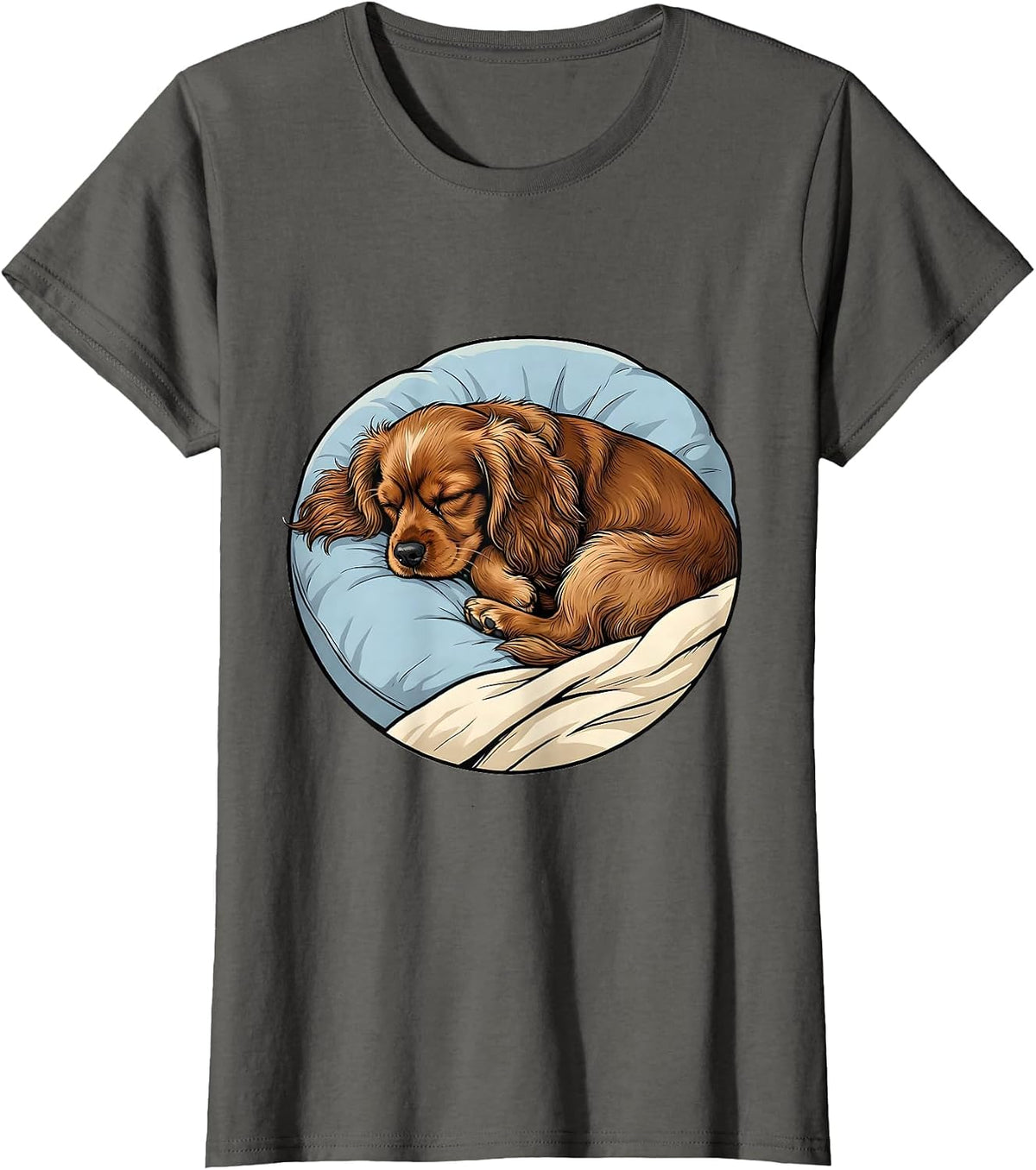 Women's Cocker Spaniel Sleeping Napping Breed Lover Cozy T-Shirt - Asphalt Grey