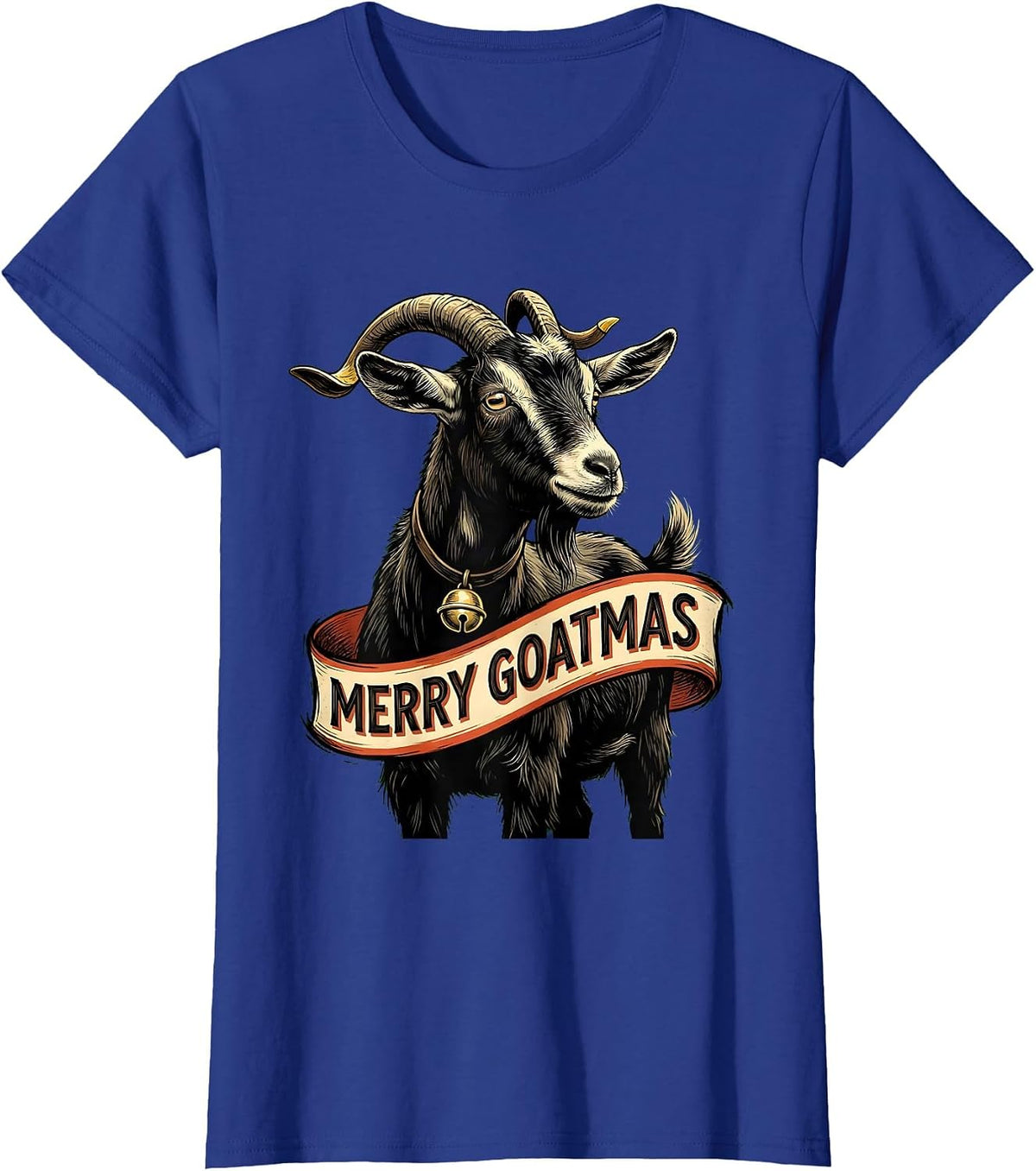 Women's Merry Goatmas Funny Goat Lover Christmas Humor T-Shirt - Royal Blue