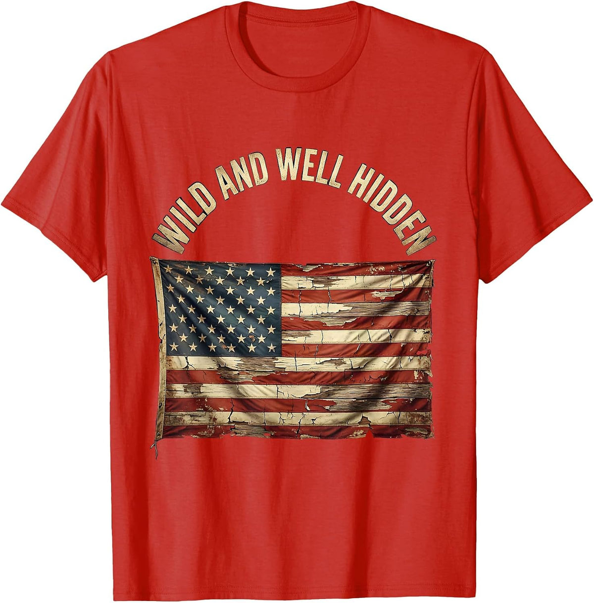 Men's Wild and Well Hidden Camouflage Graphic Design T-Shirt - Red