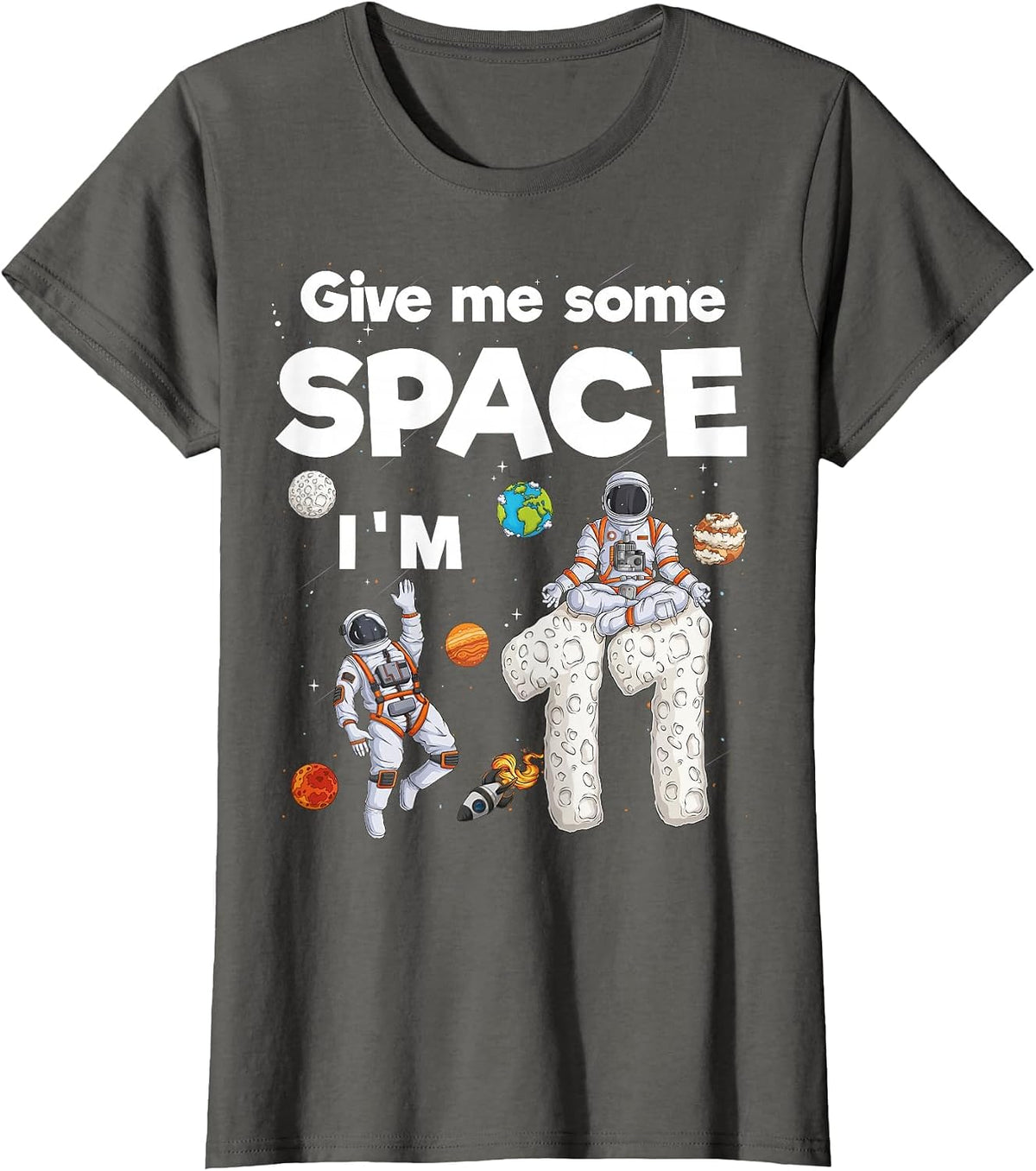 Outer Space Astronaut Planets Eleven Year Old 11th Birthday T-Shirt - Asphalt Grey