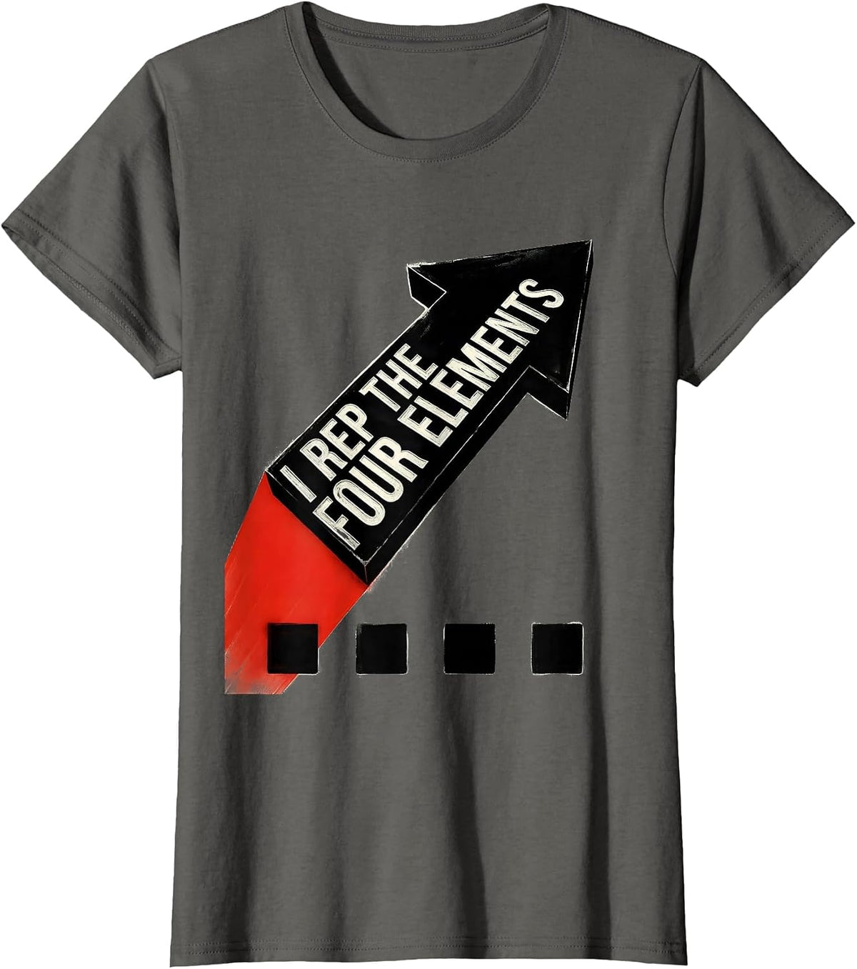 Women's I Rep The Four Elements Constructivist Graffiti Hip Hop Rap T-Shirt - Asphalt Grey