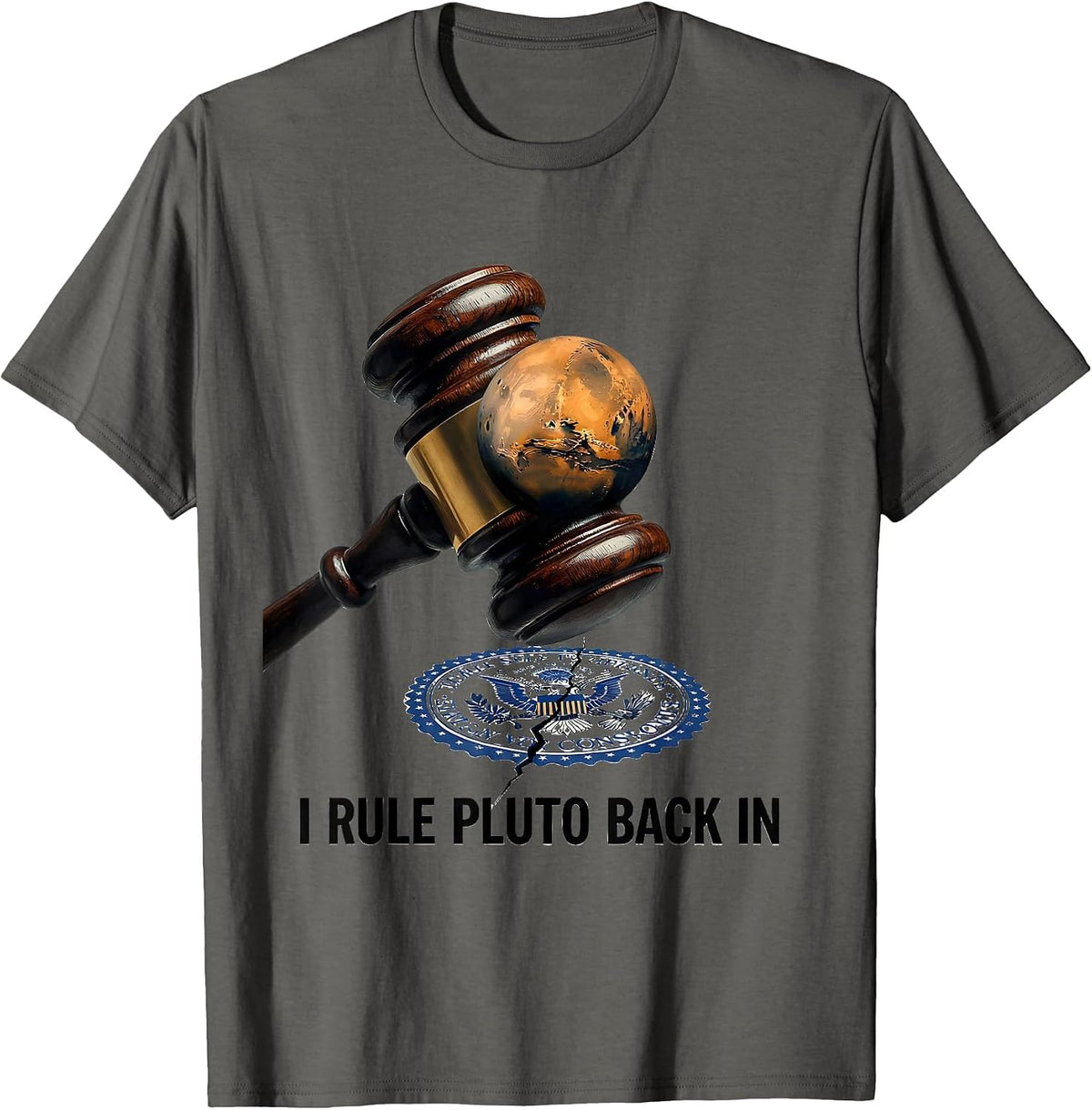 I Rule Pluto Back In Funny Pluto Demotion Space Science T-Shirt - Asphalt Grey