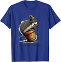 Off To Raise A Small Fuss Watercolor Hedgehog Whimsical T-Shirt - Royal Blue