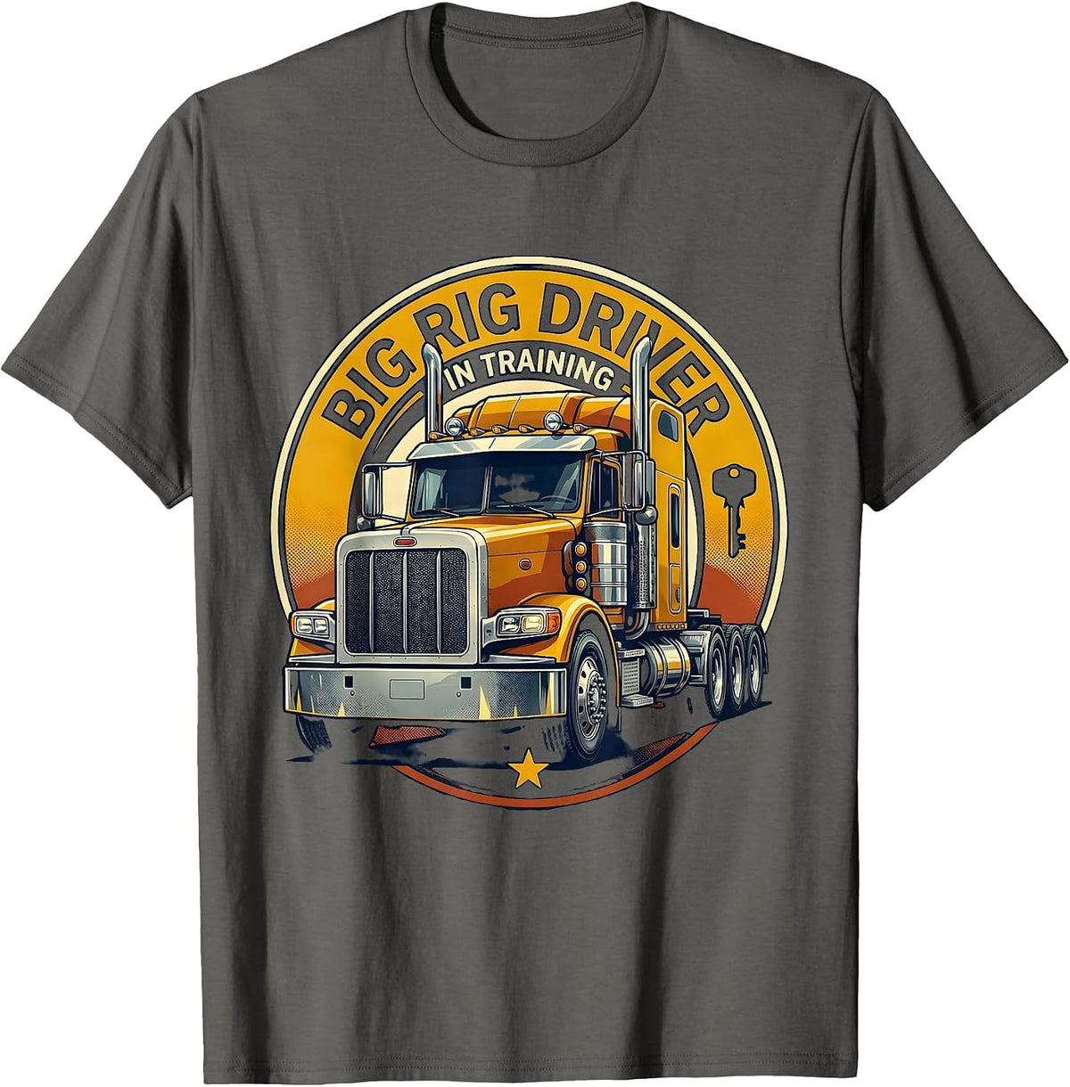 Men's Big Rig Driver In Training Funny Truck Lover Toddler Boy T-Shirt - Asphalt Grey