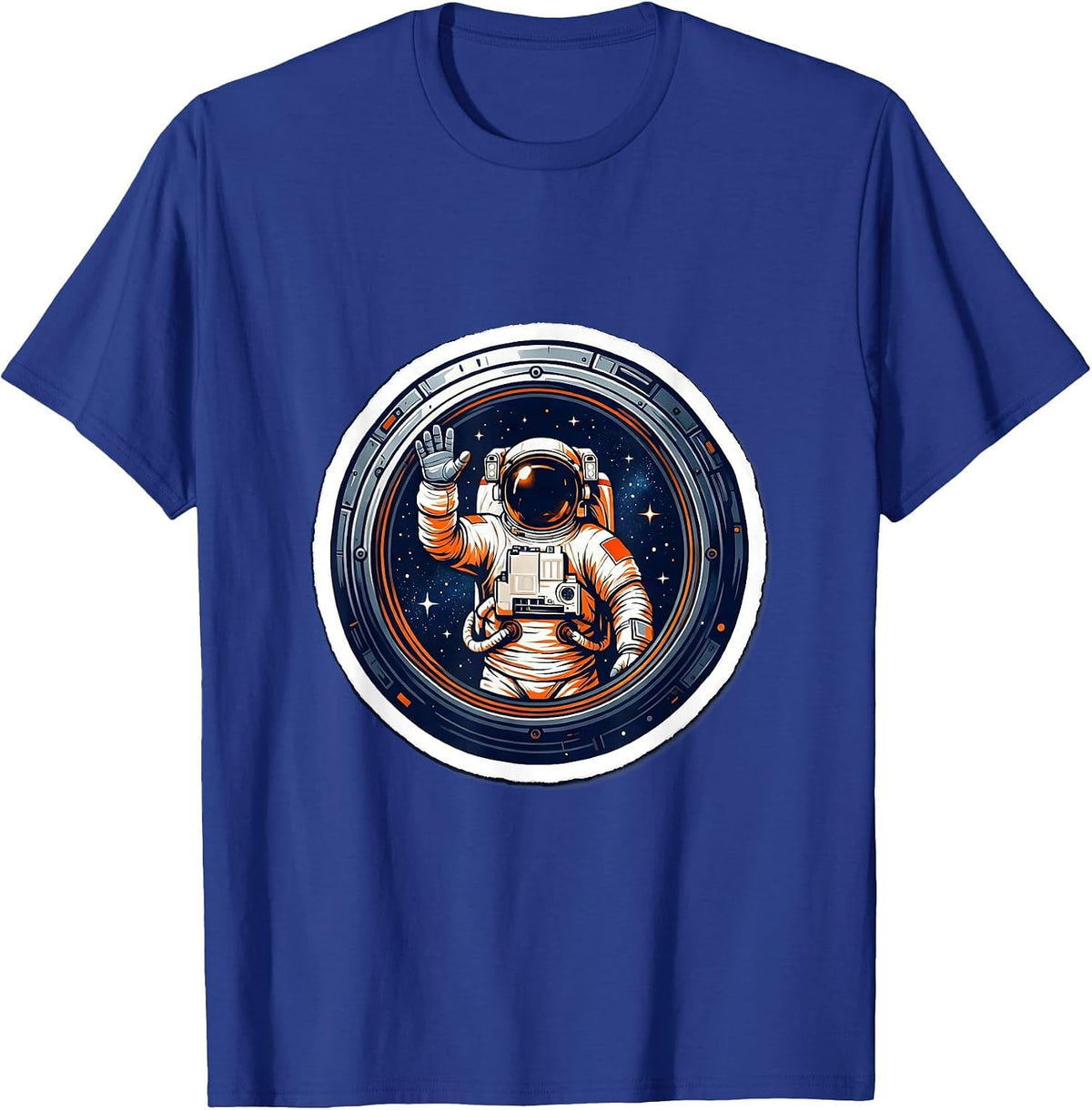 Hello From Space Astronaut Waving Graphic T-Shirt - Royal Blue