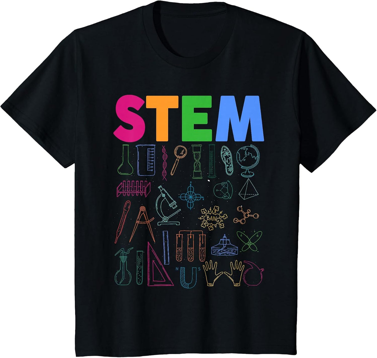 STEM Science Technology Engineering Math Teacher T-Shirt - Black