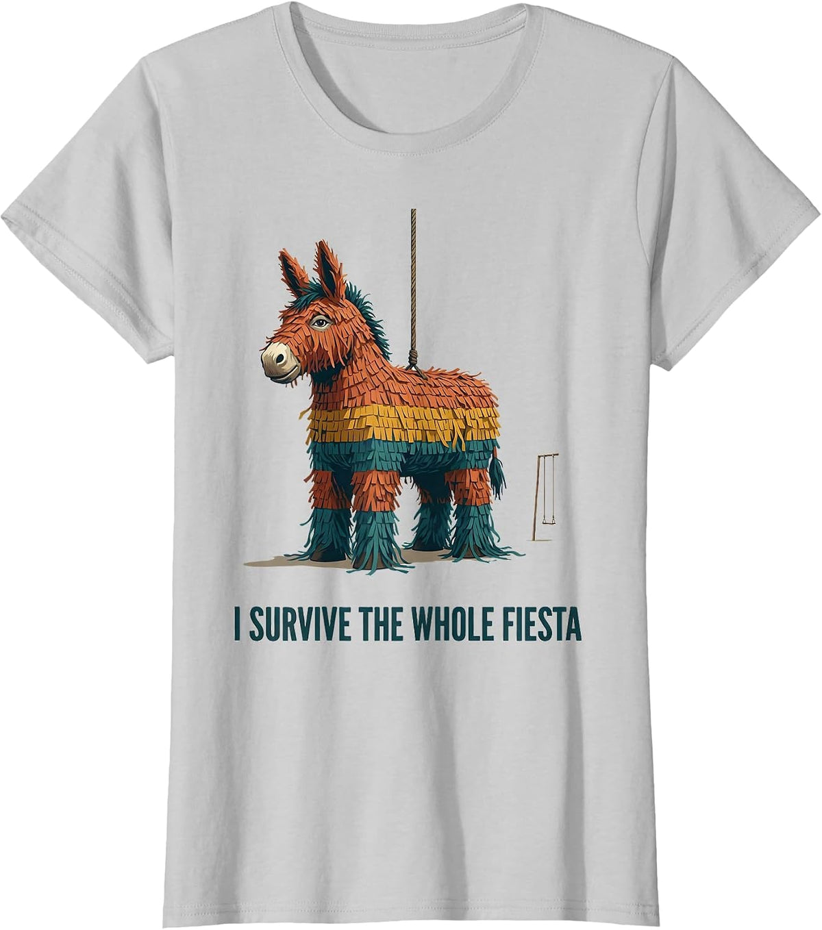 Women's I Survive The Whole Fiesta Funny Cinco De Mayo Party Costume T-Shirt - Silver Grey