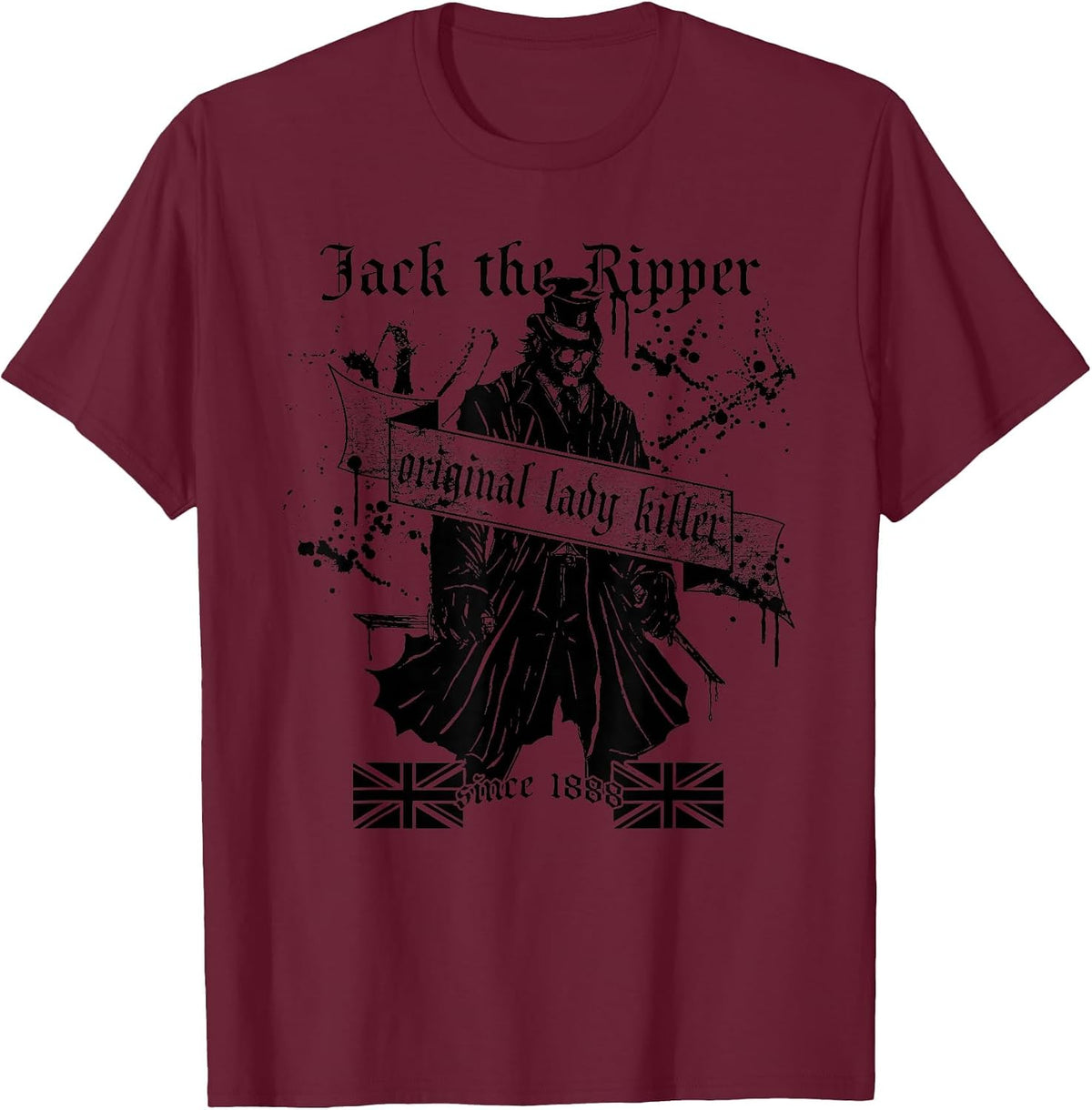 Jack The Ripper Original Lady Killer Classic True Crime T-Shirt - Burgundy