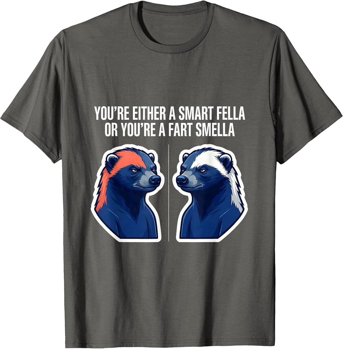 You're Either A Smart Fella Or You're A Fart Smella Funny T-Shirt - Asphalt Grey