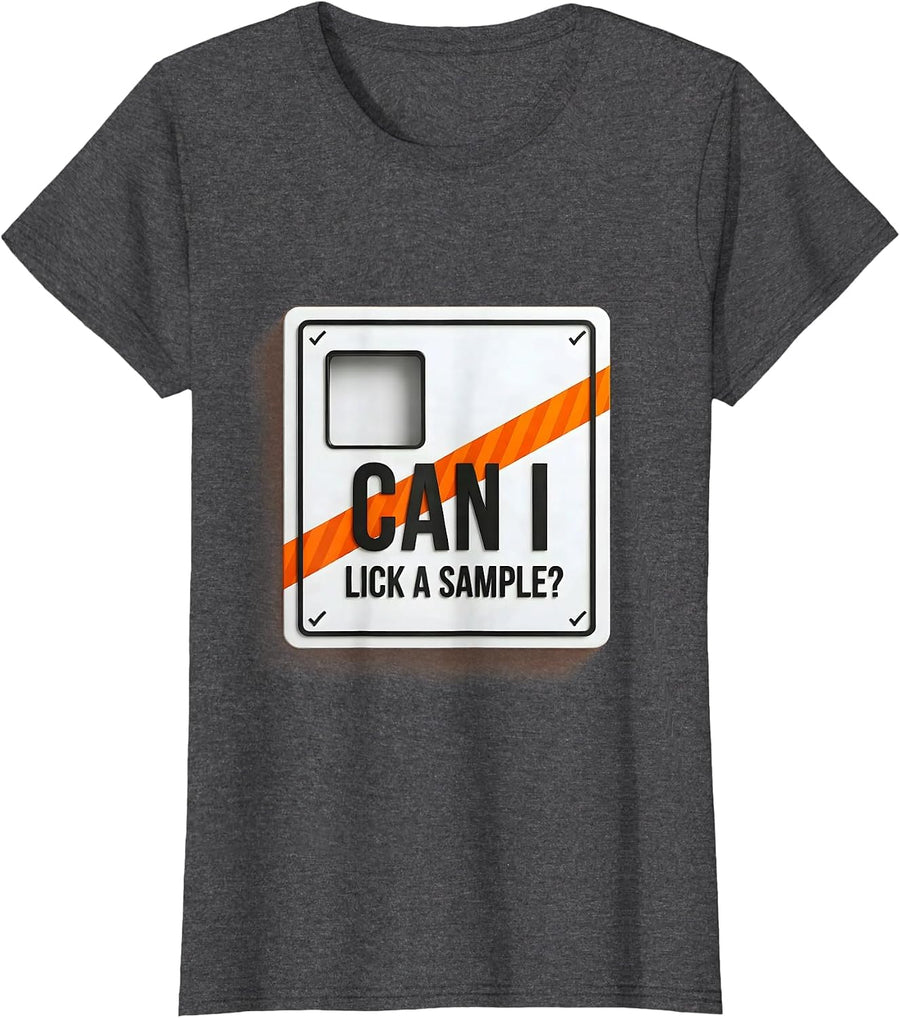Women's Can I Lick A Sample Funny Periodic Table Science Teacher T-Shirt - Dark Heather Grey