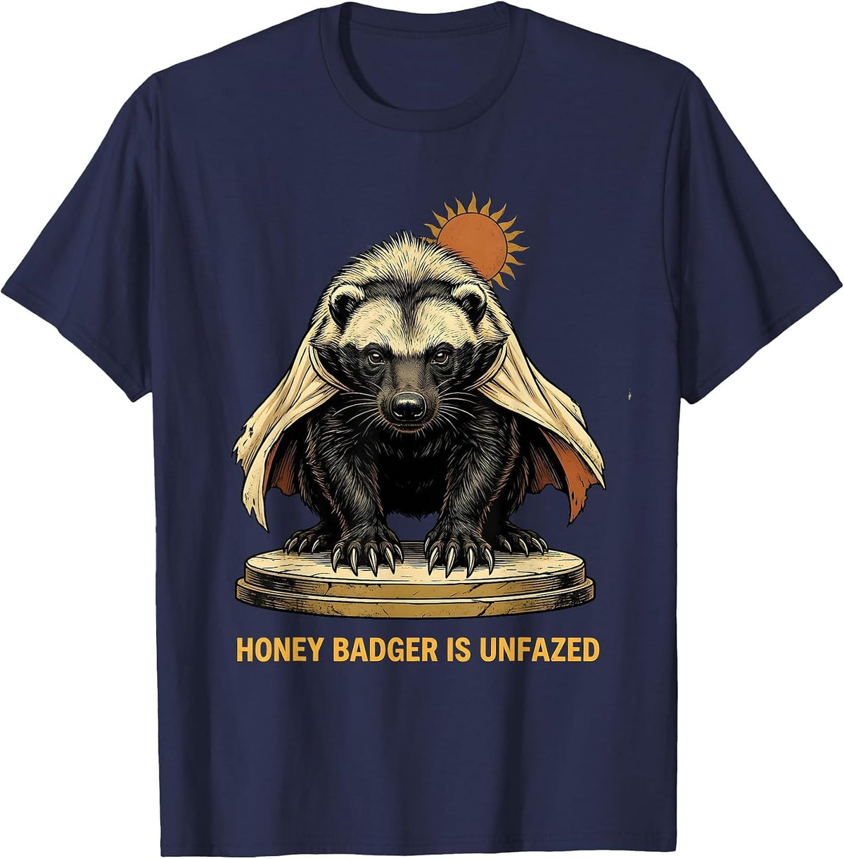 Honey Badger Is Unfazed Vintage Funny Animal Lover Humor T-Shirt - Navy Blue