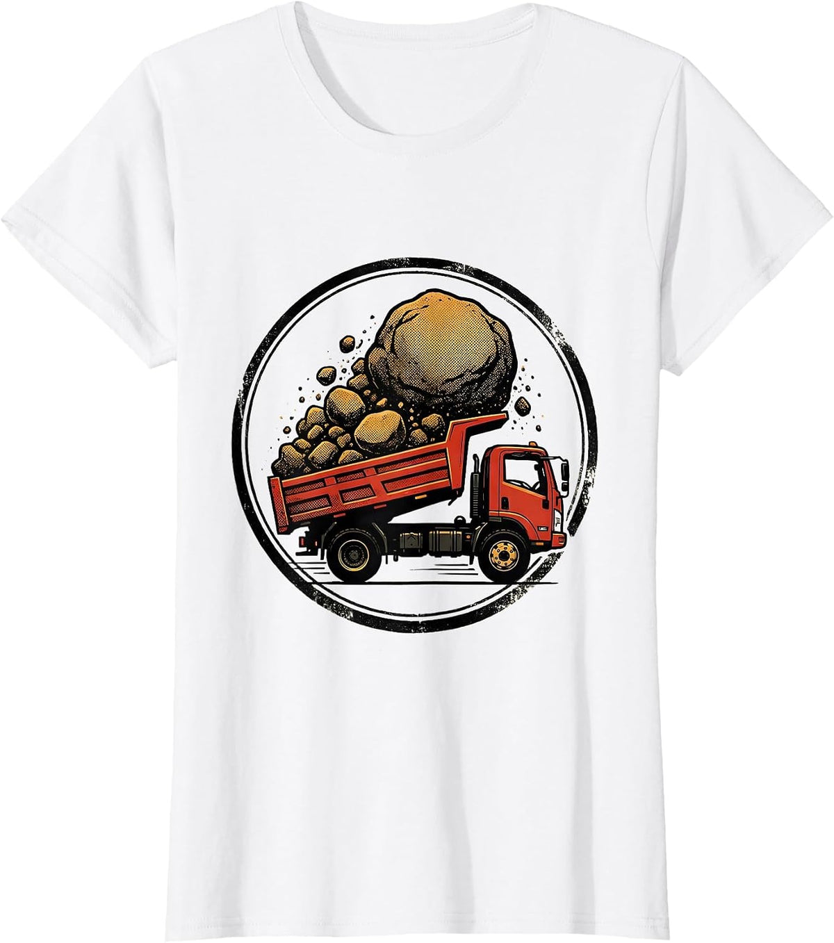 Dump Truck Badge Funny Trucker Diesel Driver Gift T-Shirt - White