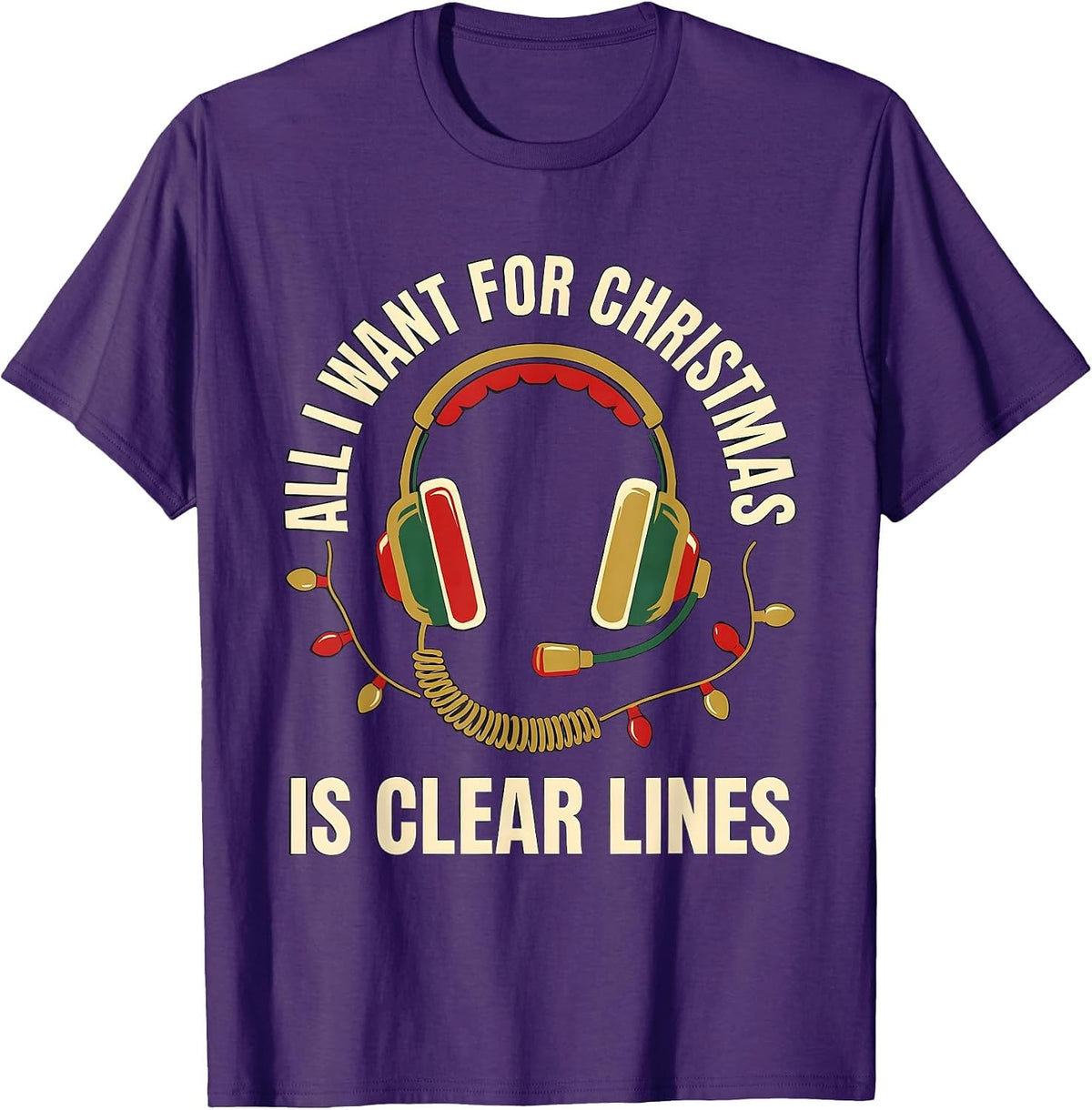 All I Want For Christmas Is Clear Lines 911 Dispatcher T-Shirt, Men, Purple, XX-Large - As Pictured