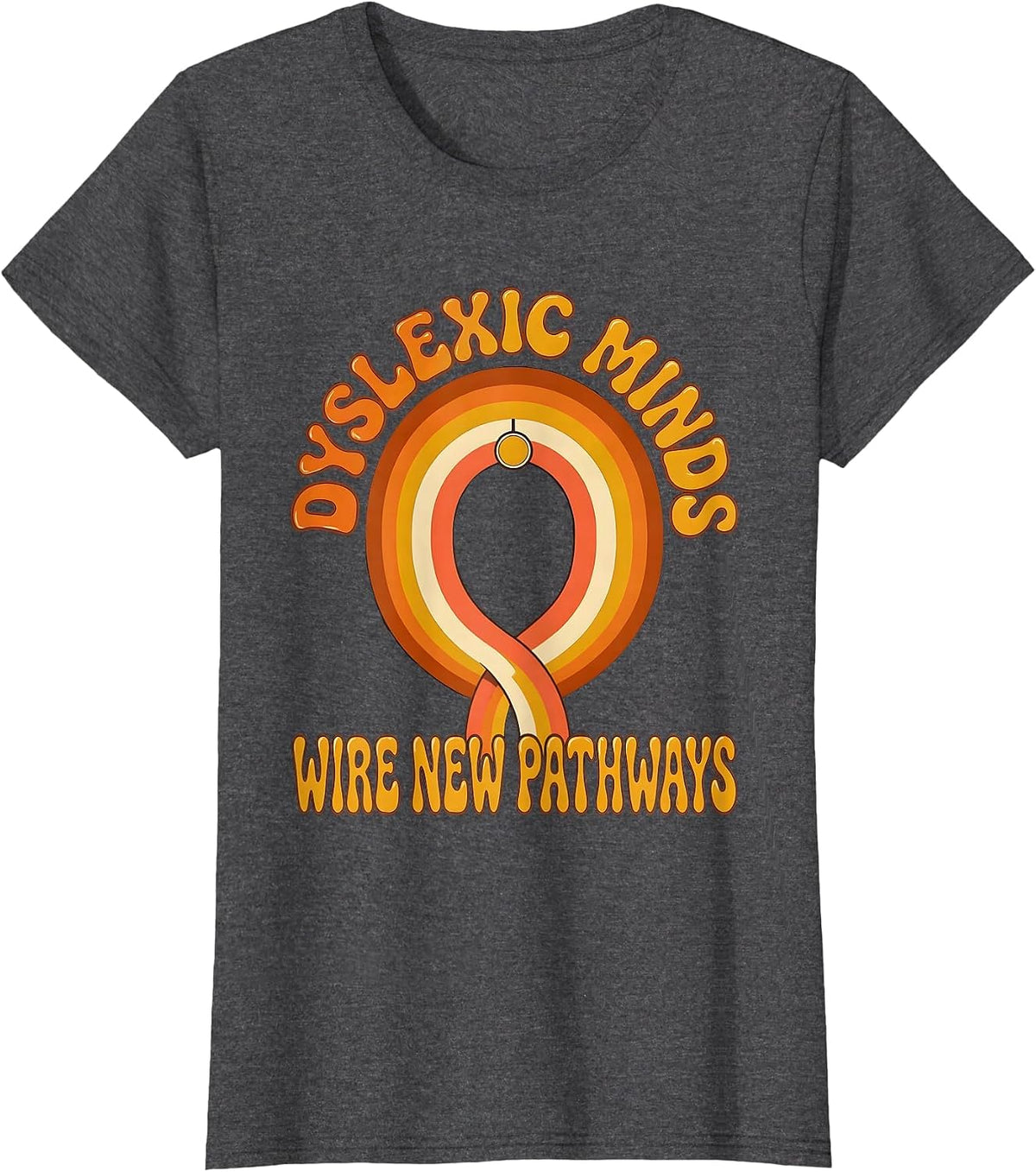 Women's Dyslexic Minds Wire New Pathways Retro Dyslexia Teacher T-Shirt - Dark Heather Grey