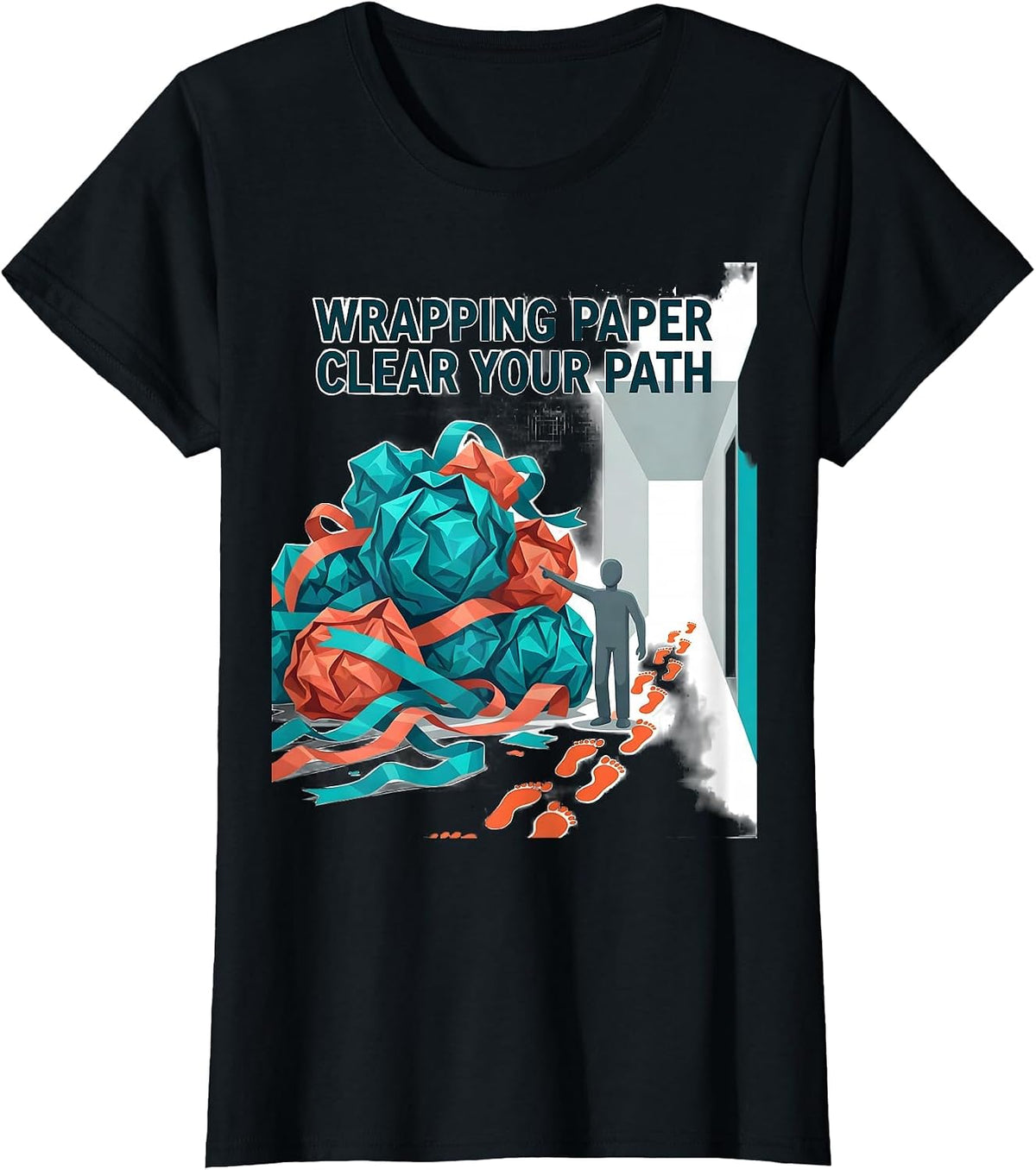 Women's Wrapping Paper Clear Your Path Funny Physical Therapist PT T-Shirt - Black