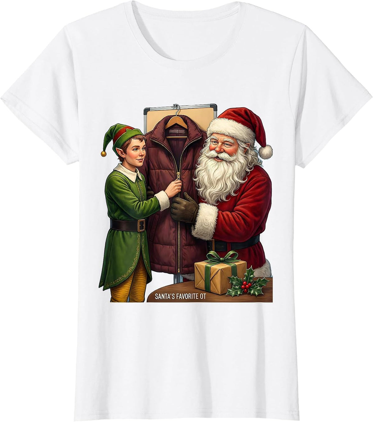 Santa's Favorite OT Funny Occupational Therapist Holiday T-Shirt - White