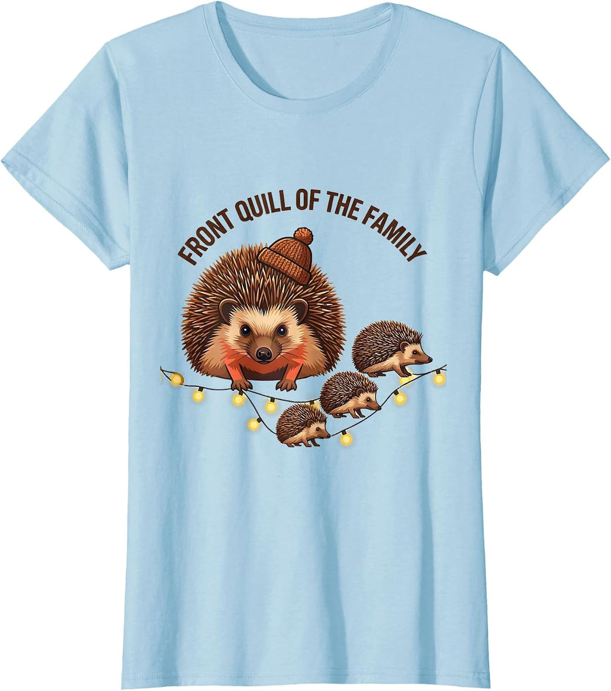 Women's Front Quill Of The Family Cute Hedgehog Christmas Humor Gift T-Shirt - Baby Blue