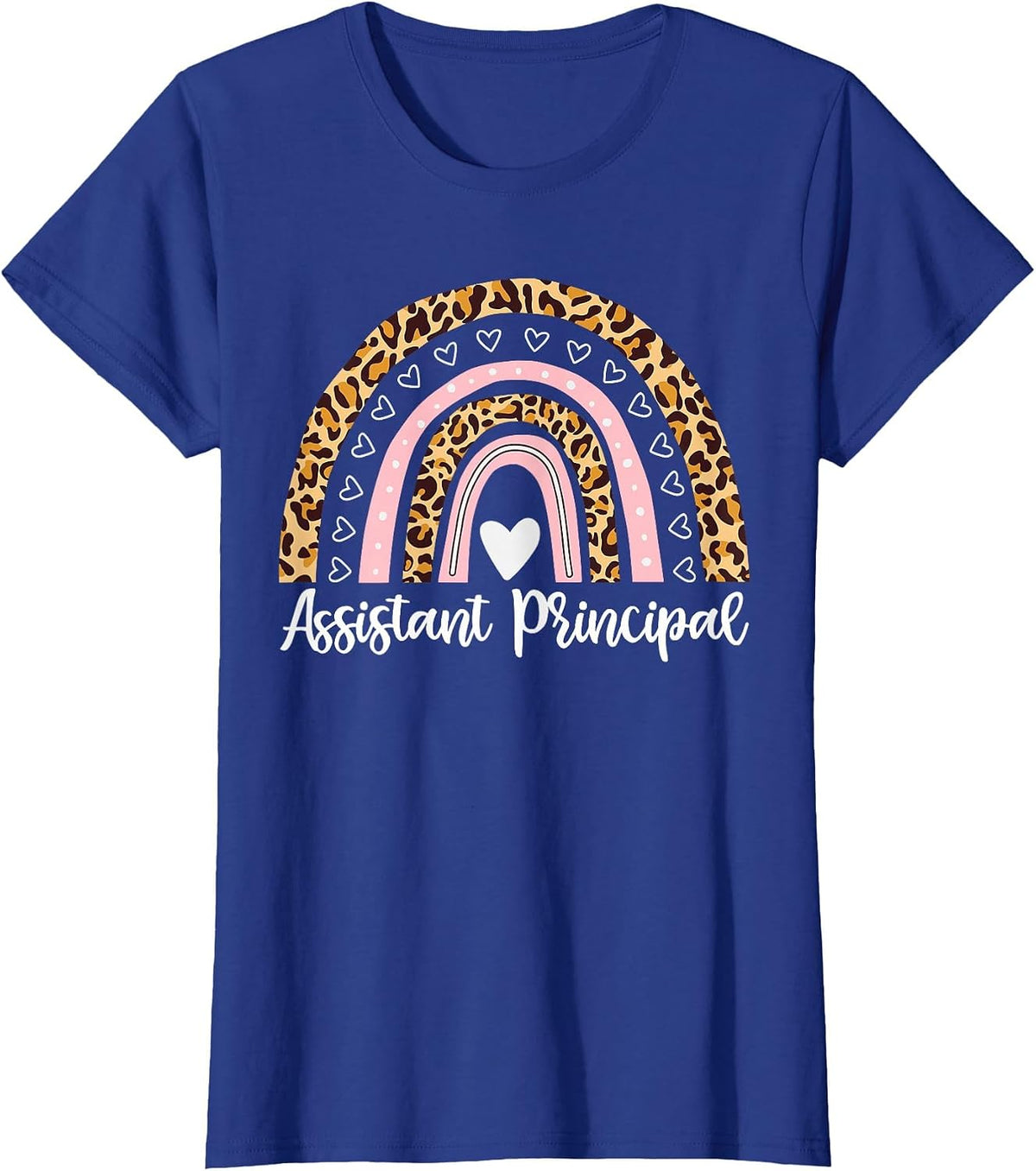 Assistant Principal Funny School Worker Leopard Rainbow T-Shirt - Royal Blue