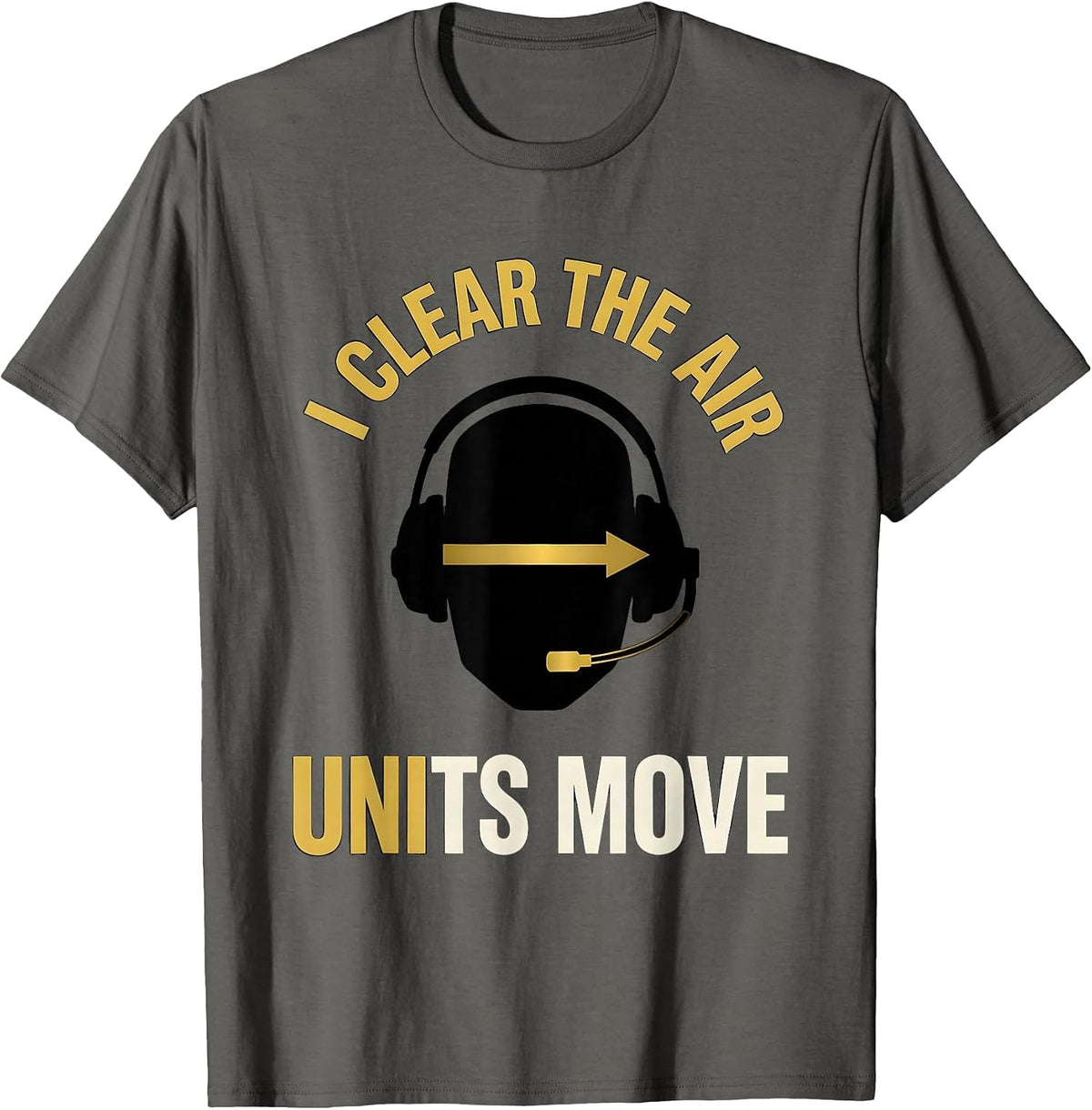 Men's I Clear The Air Units Move Thin Gold Line 911 Dispatcher T-Shirt - Asphalt Grey